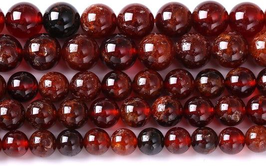 10MM 36PCS Natural Orange Garnet Beads Round Loose Beads for Jewelry Making DIY Necklace Accessories Energy Crystal Healing Power Bracelet