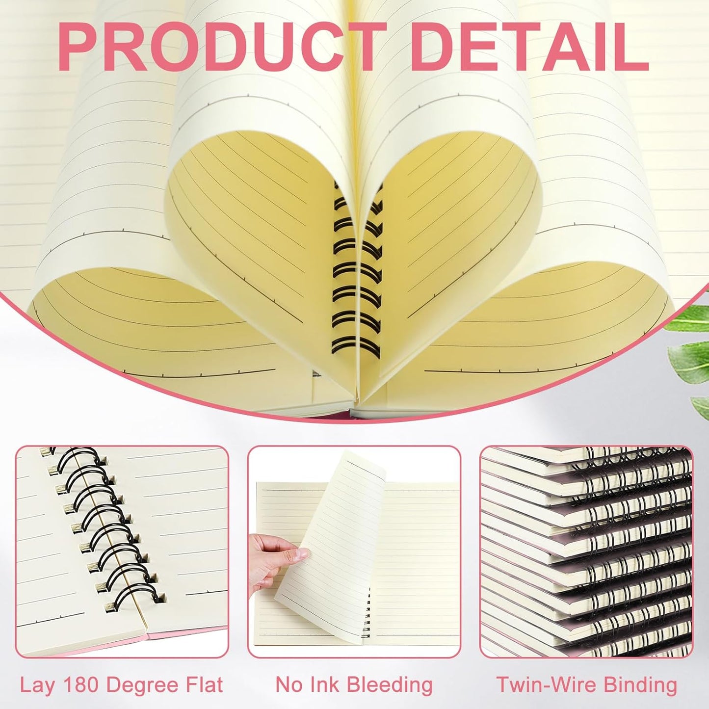 Yahenda 18 Pcs Spiral Notebook Bulk A5 Journal Lined 8.3'' x 5.5'' Writing Composition Paper Small Notepad Subject Notebook for Students Office Business Back to School Supplies (Pink)