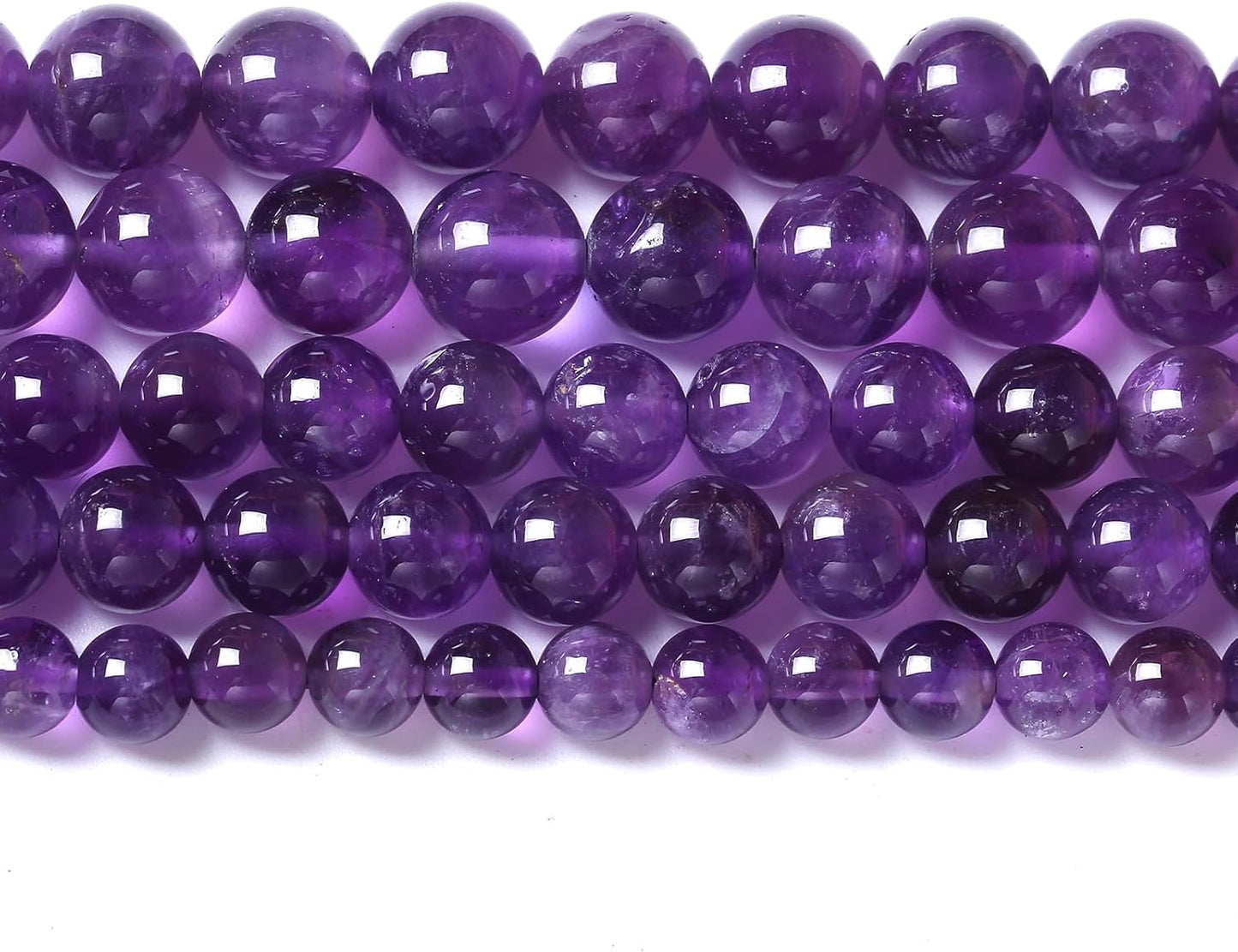 45pcs 8mm AAA Natural Amethyst Beads Crystal Energy Healing Power Stone Beadsfor Jewelry Making DIY Bracelet Necklace Accessories 15"