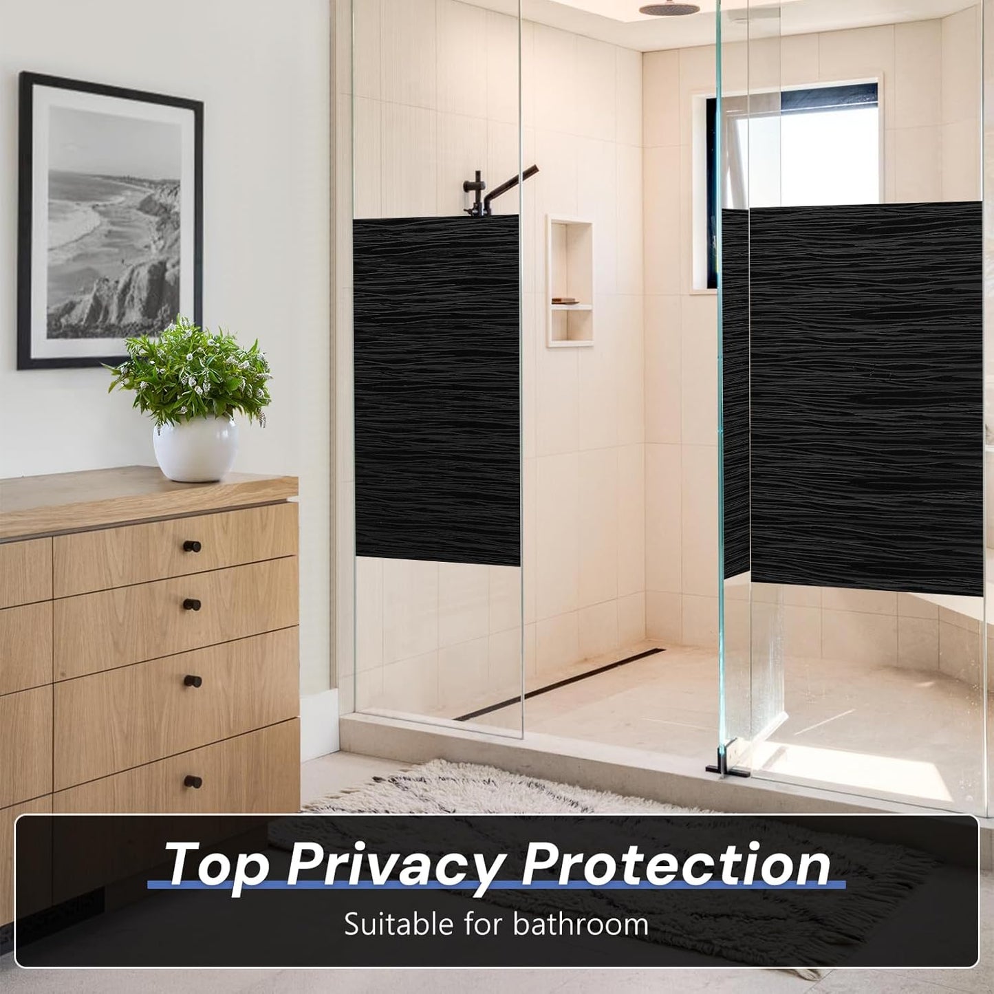 Haton Blackout Window Film, Black Out Sun Blocking Window Cover, Static Cling Frosted Privacy for Glass, Heat Control Darkening Room Coverings Shades Tint for Home Day Sleep, 35.4" x 157.4"