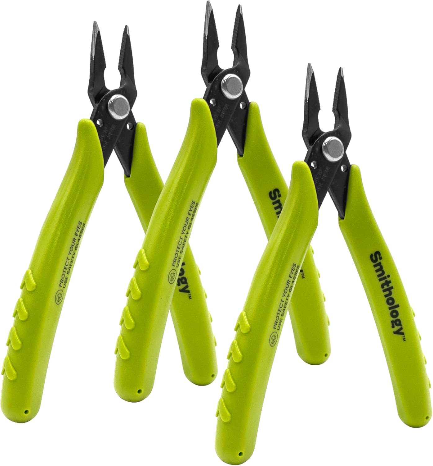 Smithology 5.3" Mini Needle Nose Pliers 3-Pack | Precision Long Nose Pliers with Serrated Jaws, Perfect for Jewelry Making, Electronics & Crafts