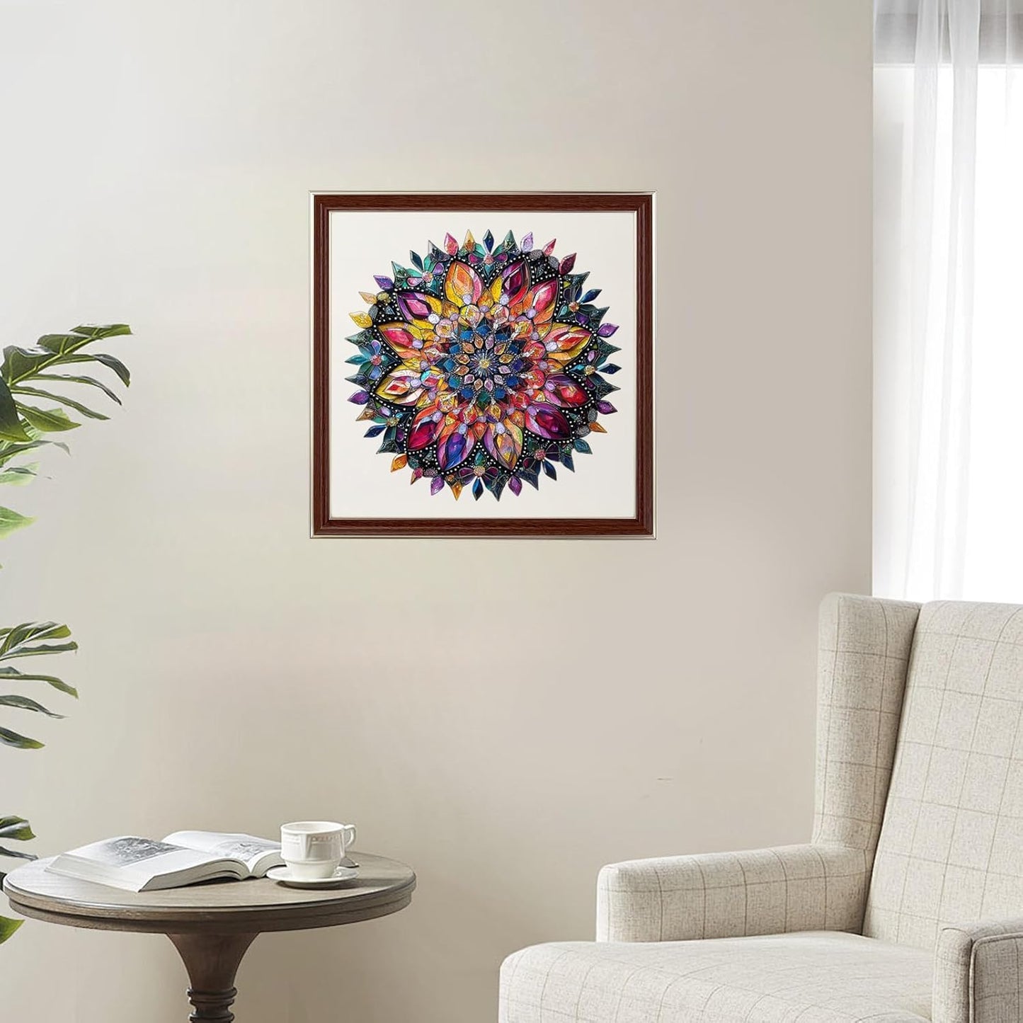 Wooden Jigsaw Puzzles 500 Pcs - Diamond Mandala Wooden Puzzles for Adults, Luxurious Shaped Wood Puzzle, Beautiful Package, Best Gift for Adults and Kids, Family Game, 16.7'' x 16.7''