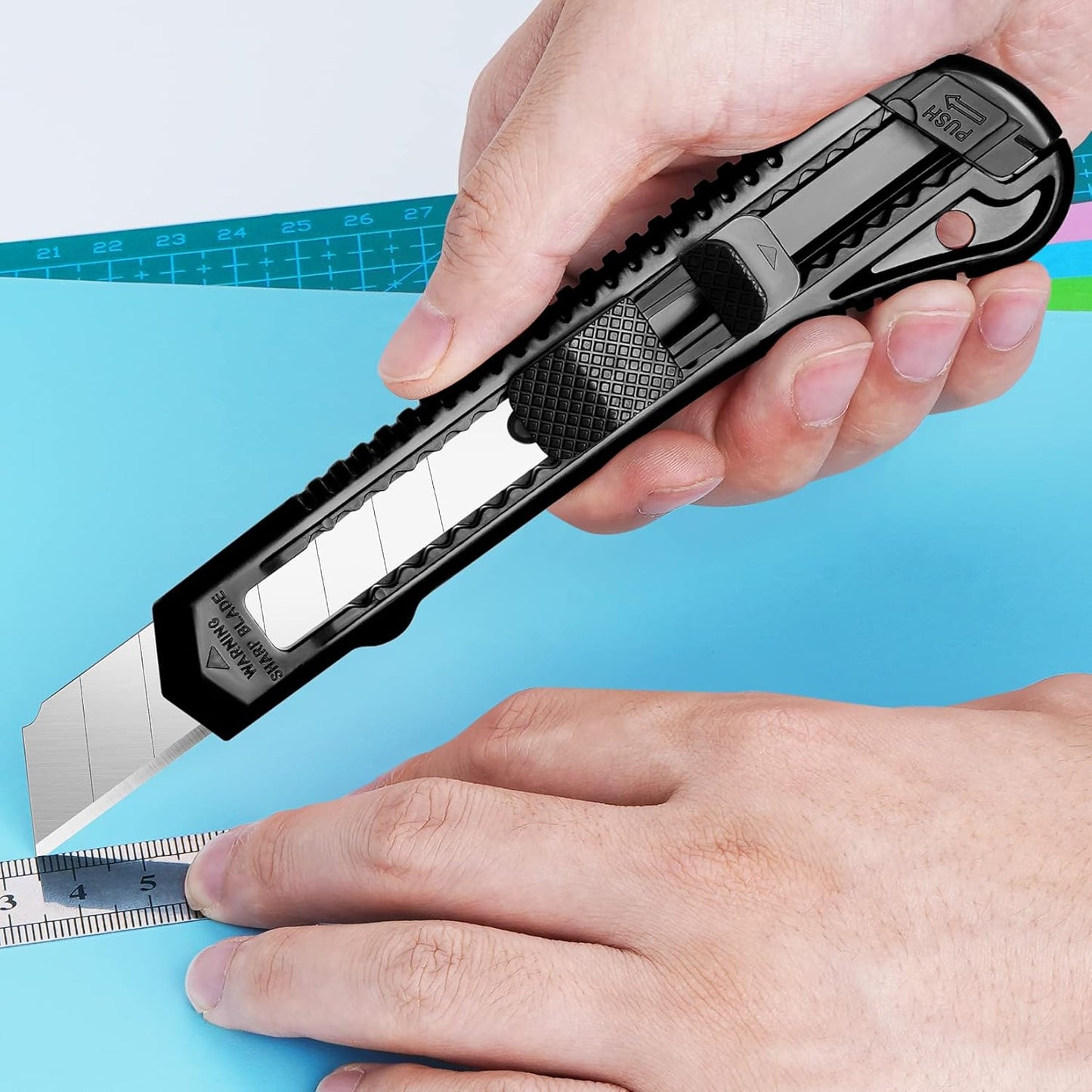 DIYSELF 30 Pack Box Cutter Retractable, Box Cutters with 18mm Wide Utility Blades, Sharp Utility Knife Retractable, Box Cutter Knife for Office, Home, Arts Crafts, Hobby, Cardboard, Paper