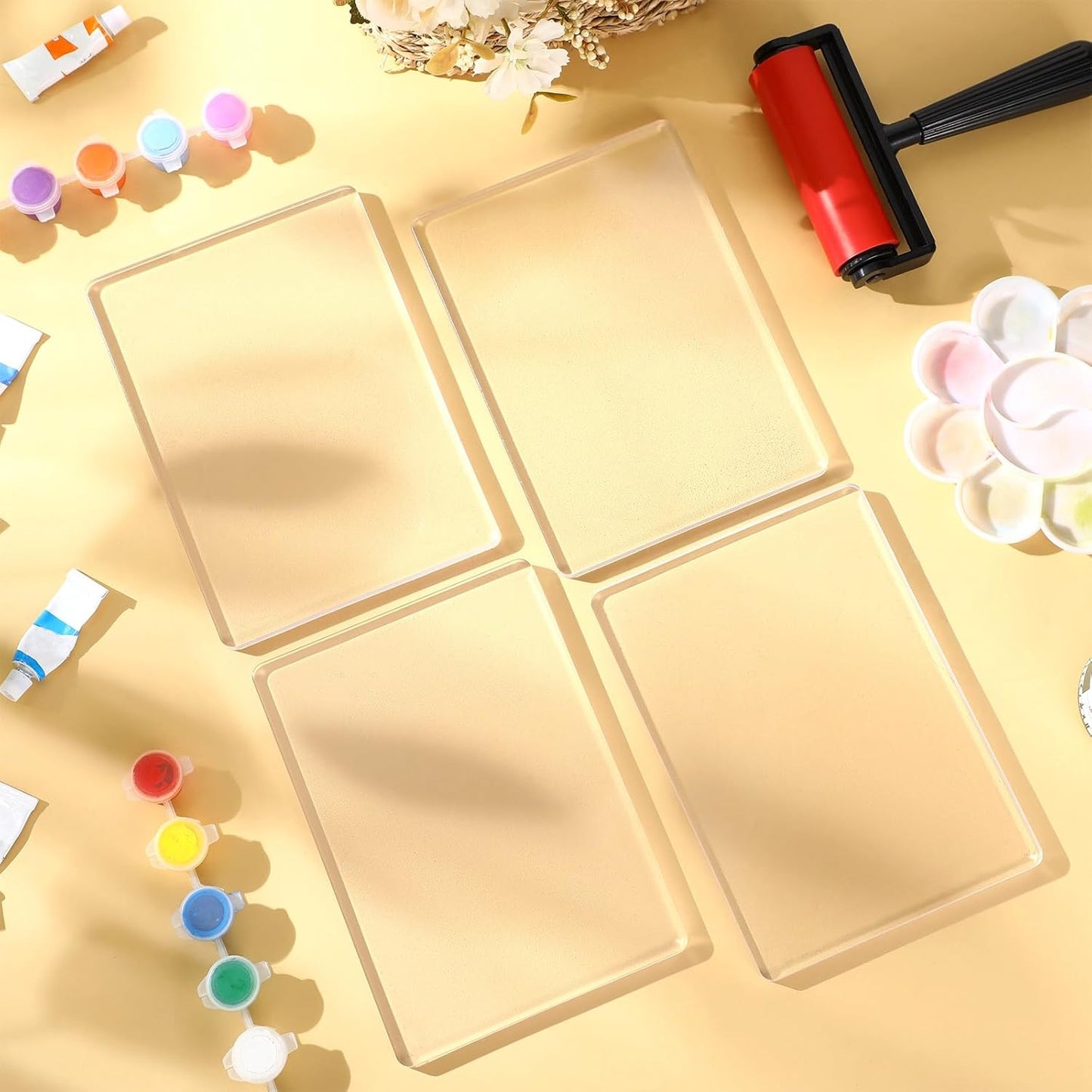 Threlaco 8 Pack Monoprinting Print Plates 5 x 7 Inch Reusable Silicone Plate Class Printing Plates for Press Art Printmaking for Card Making, Scrapbooking, Art Craft Scrapbooking and Journaling