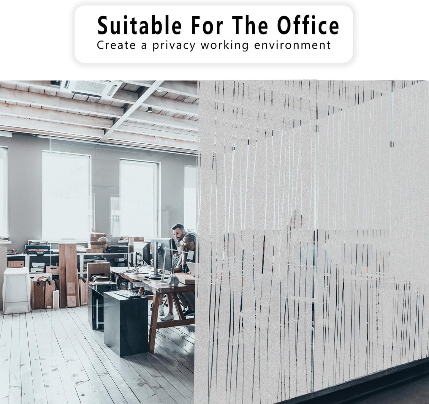 Finnez Window Privacy Film Decorative Frosted Window Cling Privacy Film for Glass, Non-Adhesive Heat Anti-UV for Home Office Living Room, Irregular Stripe Patterns, 29.5 x 118.1 Inches