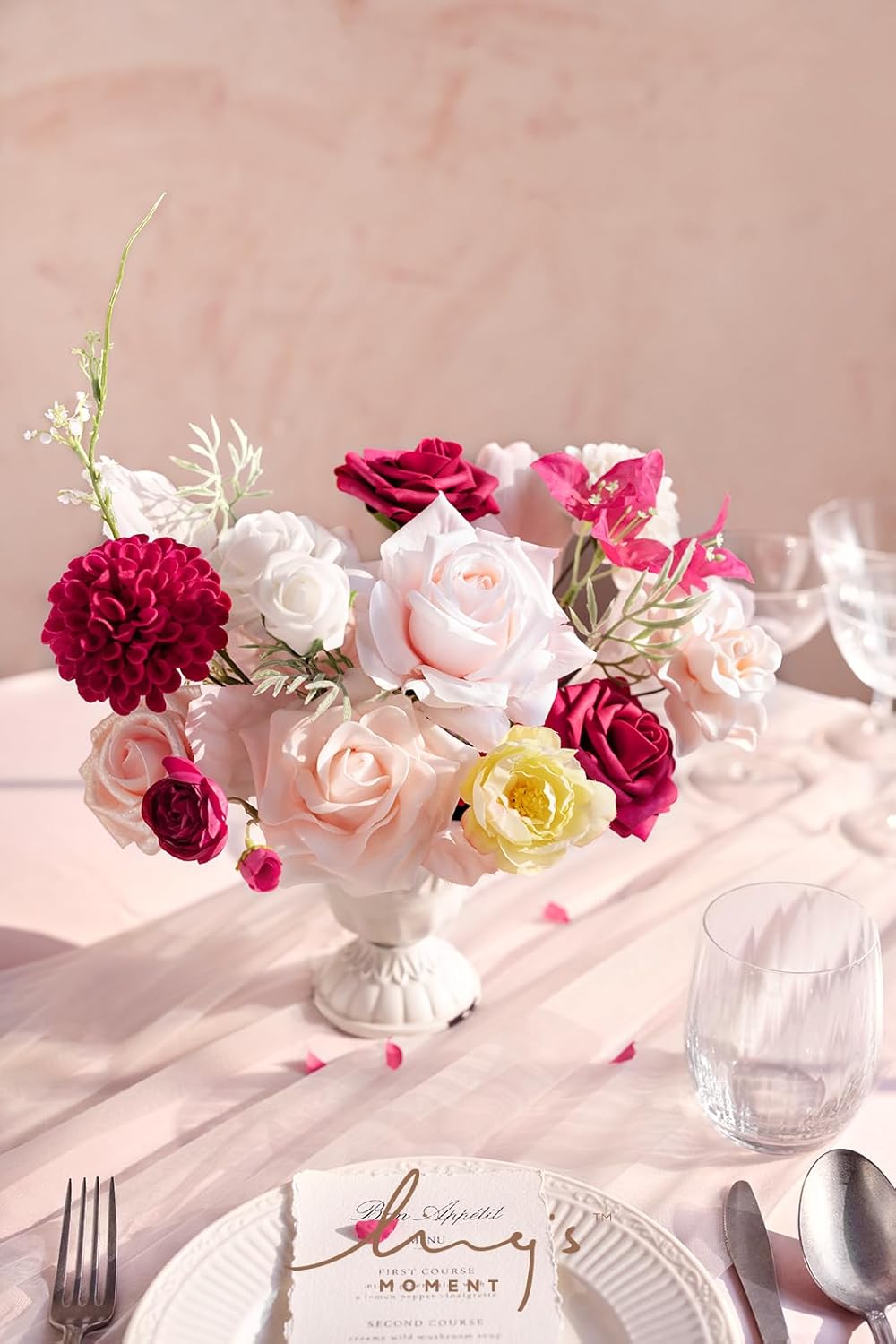 Ling's moment Dahlia Foam Artificial Real Touch Faux Fake Flowers for Home Decor Graduation Baby Shower Decorations Outdoors Party Favors Wedding Gifts Centerpieces Arrangements 25pcs (Hot Pink)