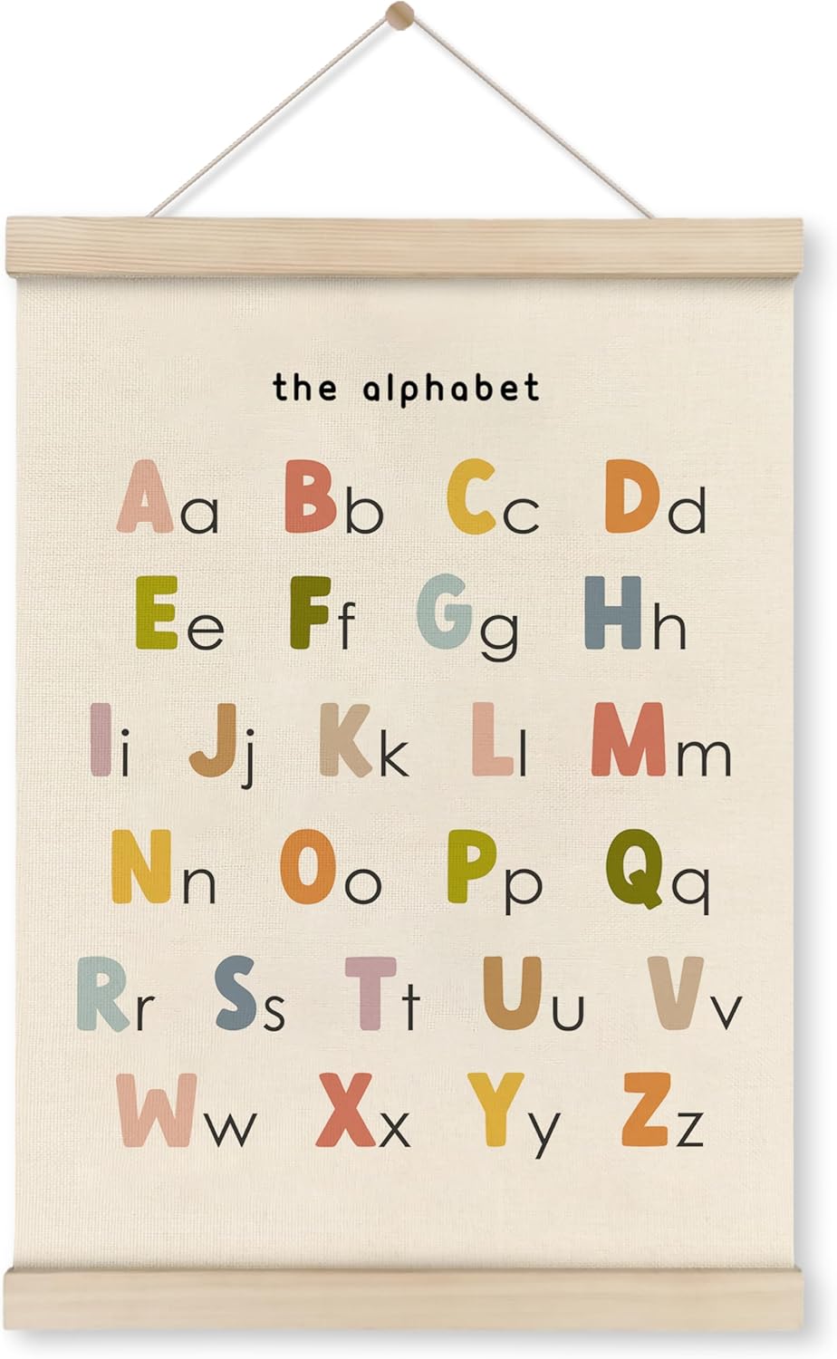 HRQKO ABC Poster Hanger Frame, Alphabet Wall Art, Cute ABC Poster Wall Art with Wooden Frames, Alphabet Banner Wall Hanging Decor for Nursery Toddler Playroom, 12x16 inch