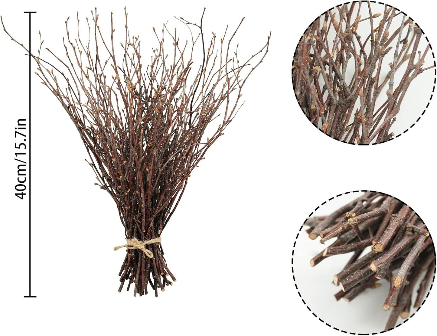Uieke 50PCS Birch Twigs – 17 Inch Natural Dried Plants Decorative Birch Branches for DIY Crafts, Birch Sticks for Vases Wedding Arrangements Home Wreath Decor