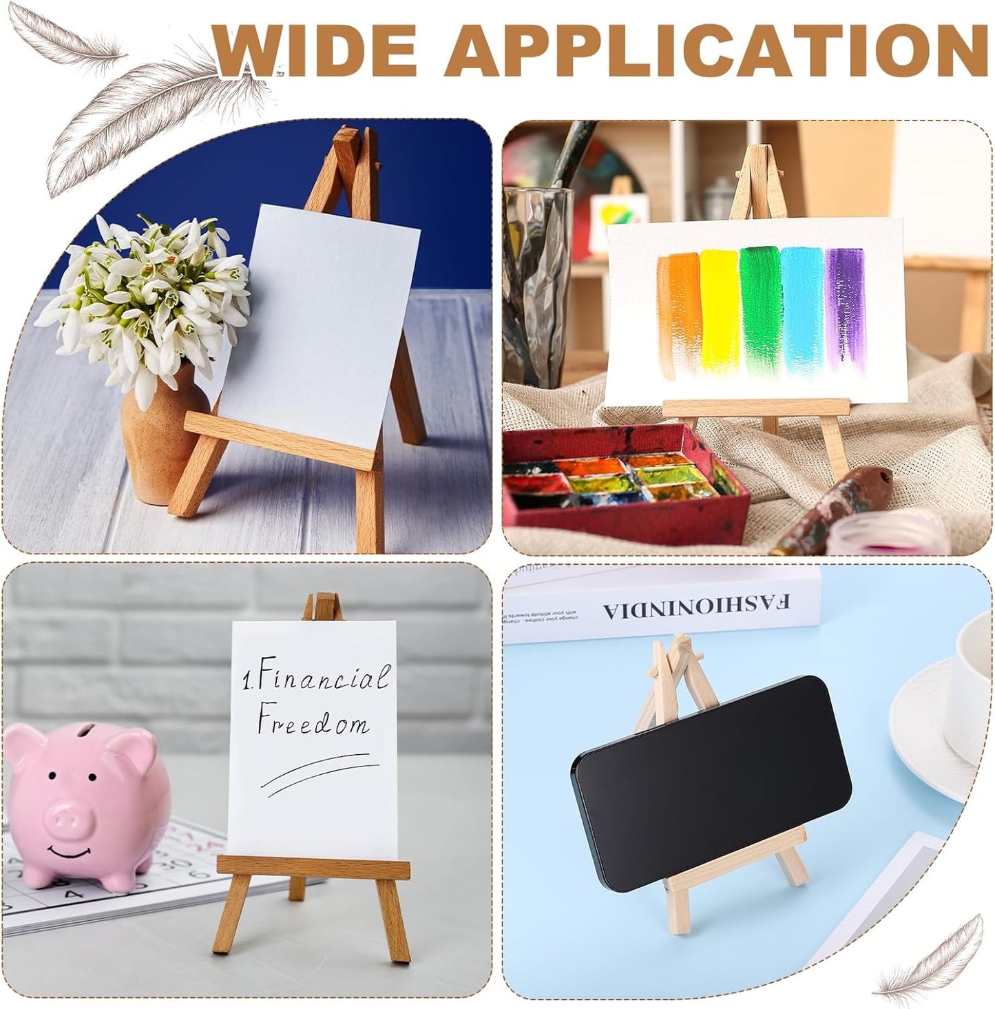 MECCANIXITY Mini Wood Display Easels, 5.9"x3.1"A-Frame Painting Tabletop Easels Holder Stand for Artists Beginners Displaying Small Canvases Art Photos Business Cards(Pack of 12, Wood Color)