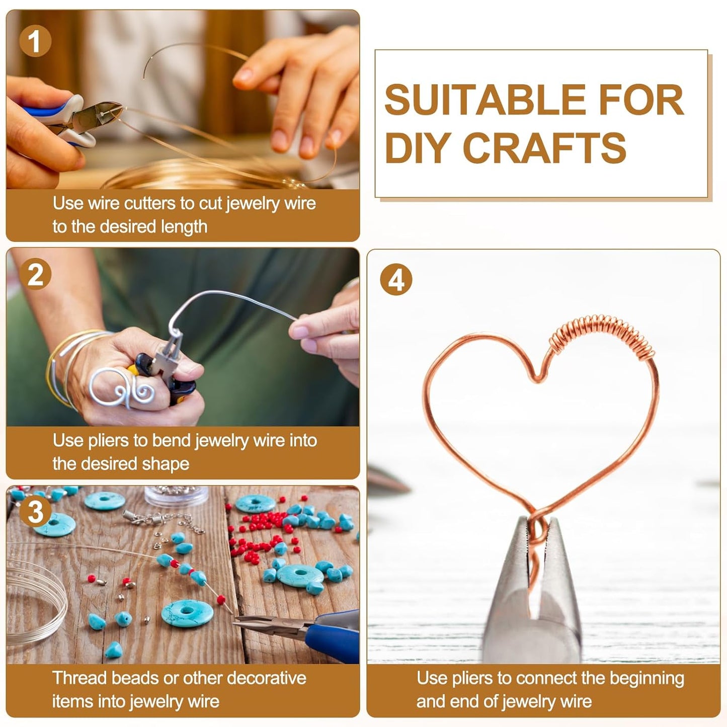 PATIKIL 28 Guage/ 0.3 mm 328 Feet Jewelry Craft Wire, Copper Beading Wire with Plier for Beading Jewelry Making Supplies Earrings Bracelets Accessories Sculptures Gardening, Gold