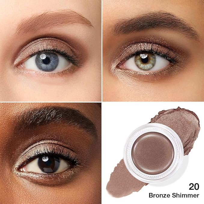 Cream Glitter Bronze Shimmer Metallic Eyeshadow Palette Makeup, Natural Single Mini Instant Holographic Eyeshadow For Older Women, Sombras Crema Para Ojos, Talc, Paraben & Cruelty Free, 20