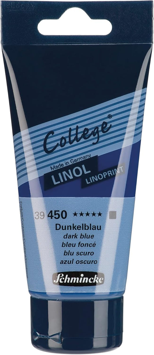 Schmincke - College Linol, Artists' lino Printing Inks, Dark Blue in 75 ml Tube, 39450013, Low-Odour Water-Based lino Printing Ink, lightfast, Even Print