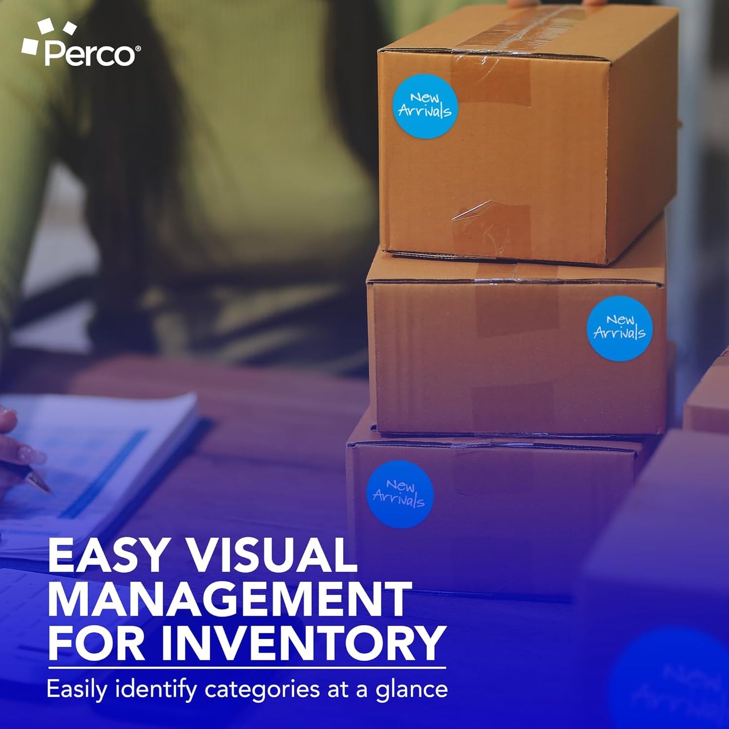 Perco Light Blue 3-Inch Round Circle Dot Sticker Labels - Multi-Roll Pack (3 Rolls, 500 Labels Each) - Permanent Adhesive, Vibrant Colors, Strong Hold - Perforated for Easy Use - Made in USA