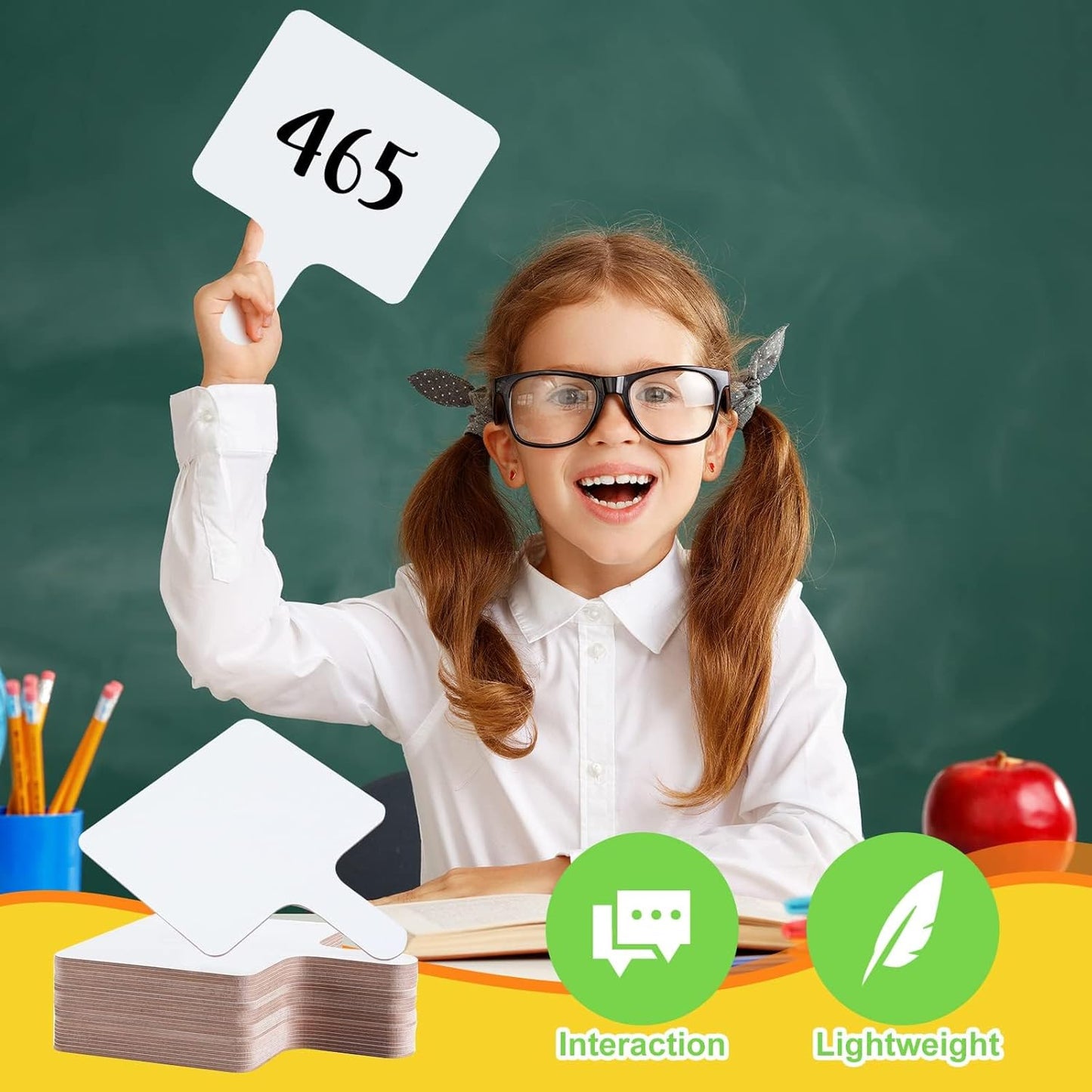 30 Pcs Dry Erase Answer Paddle 7 x 9 Inch Handheld Wooden White Board Double Sided Dry Erase Small Whiteboards for Students Classroom Games Party Auction Paddles for Bidding Meeting Voting(30)