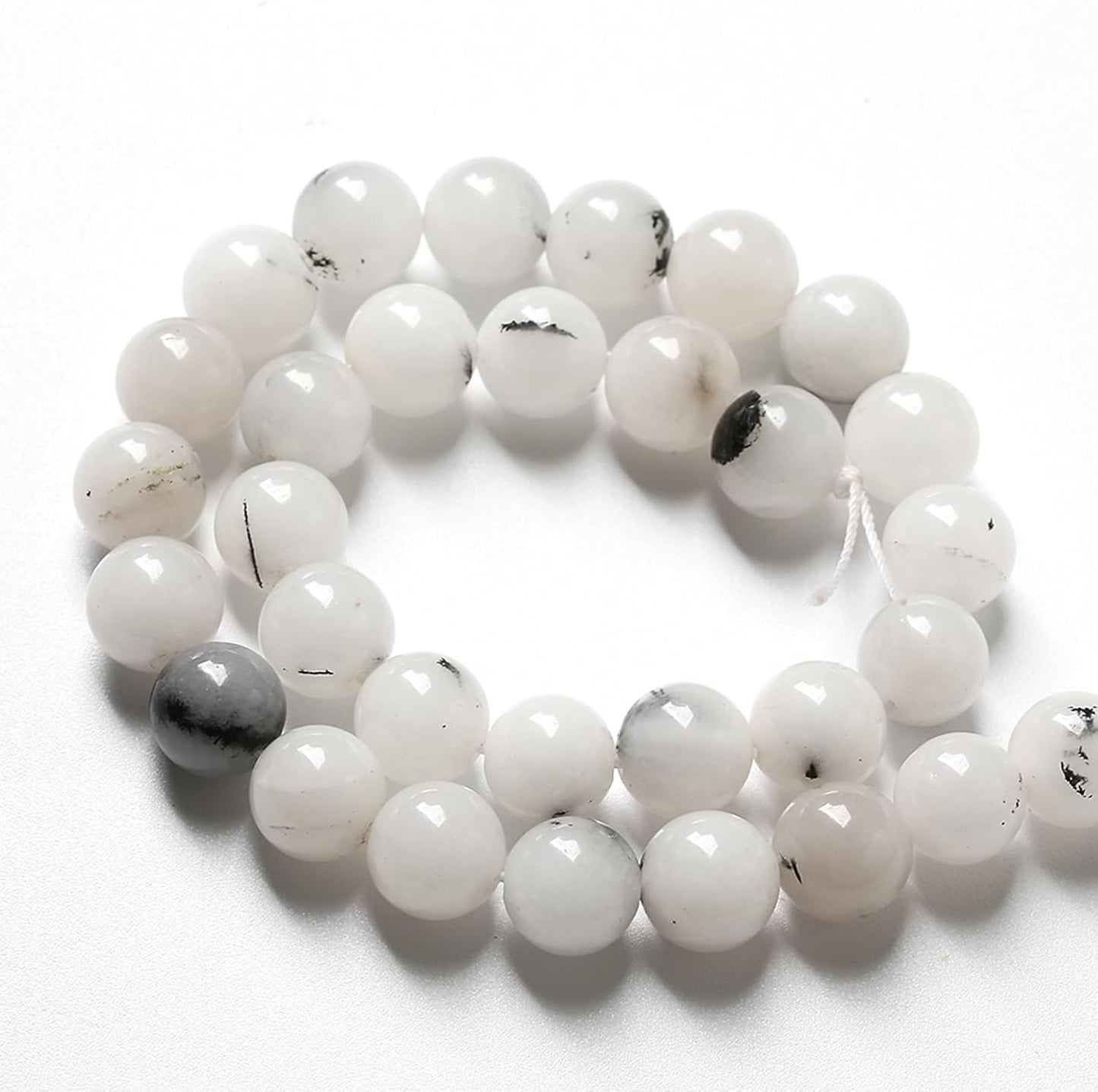 32pcs 12mm Natural Black Rutilated Quartz Crystal Jade Stone Beads for Jewelry Making Energy Healing Power Stone Beads DIY Bracelet Necklace Accessories 15" (12mm, Black Rutilated Quartz Jade)