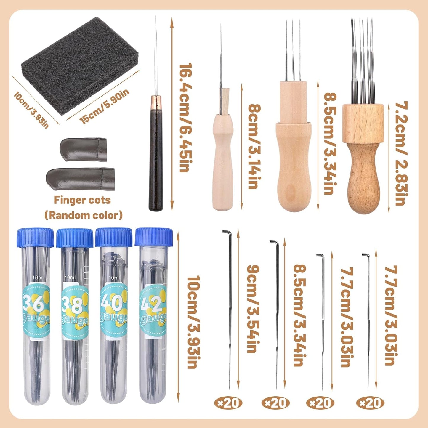 Yizzvb 127 Pcs Needle Felting Needles, 4 Sizes Felting Needles, Needle Felting Tools Wool Felting Supplies Kit with 3 Types Wooden Holders, Foam Pad, Needle Felting Starter Kit for DIY Crafts