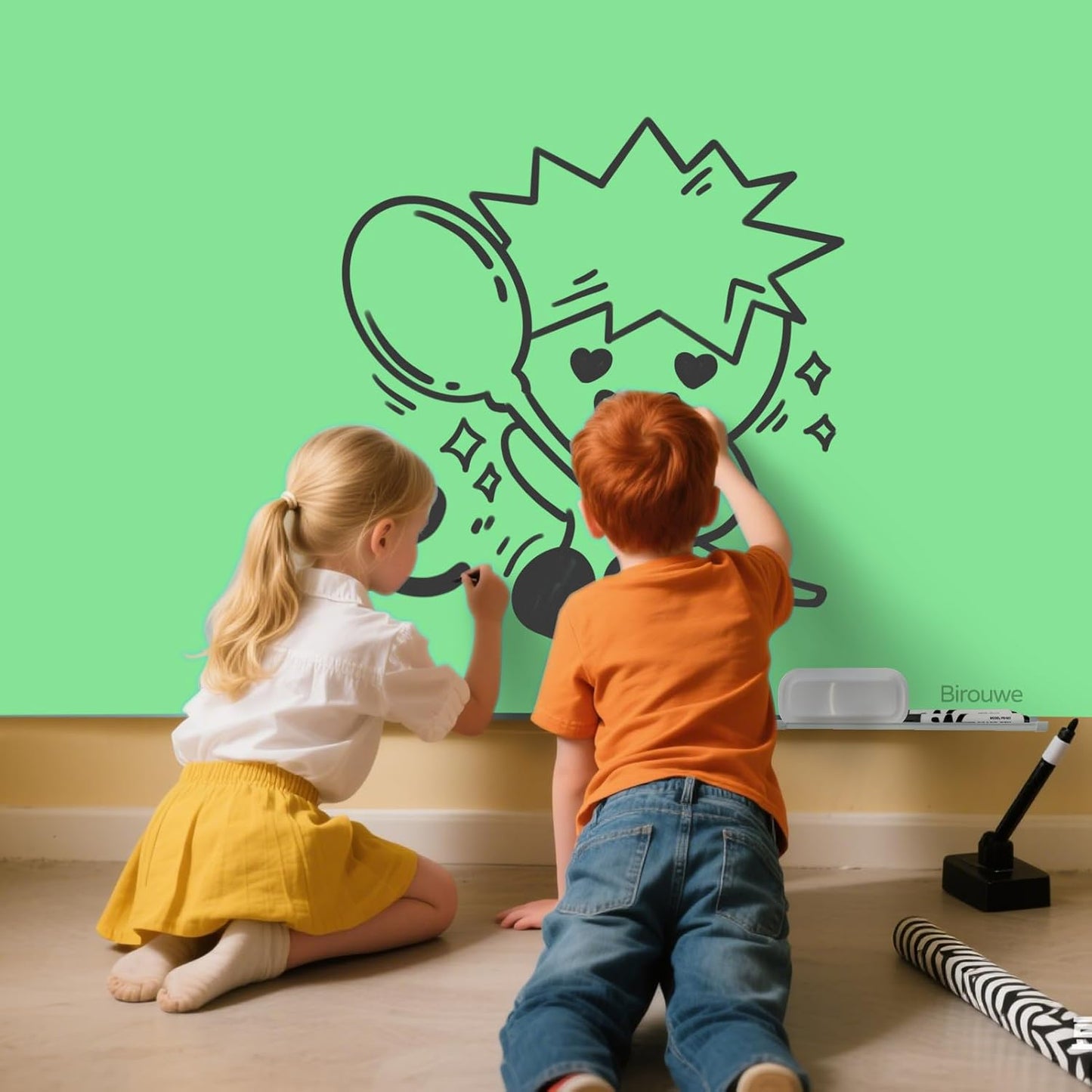 Magnetic Glass Whiteboard - Glass Dry Erase Board 48"x36" Large Frameless Glass Board for Walls Office School and Home, Green