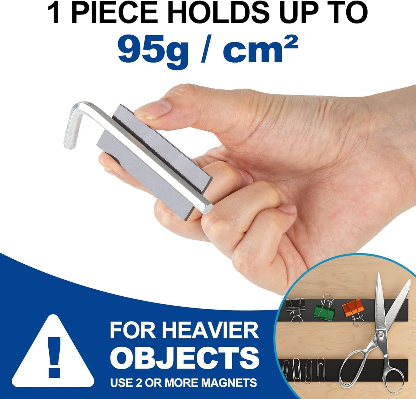 Rammos Magnetic Strips with Adhesive Backing 6 Pack(Each 12 inches x 1 inch) Extra Strong and Heavy Duty Adhesive Magnetic Strips for Tools, Knifes, and Crafts