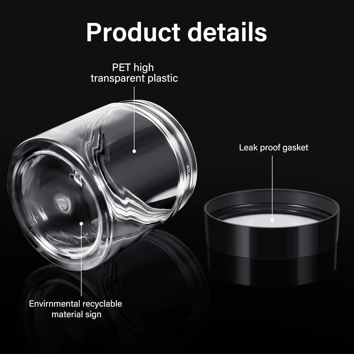 SATINIOR 12 Pack Plastic Container Jars with Lids Round Clear Travel Cosmetic Container Slime Jar for Toiletries, Lotion, Cream, Ointment, Makeup, Rhinestone, Sample, Kitchen Storage(8 oz,Black)