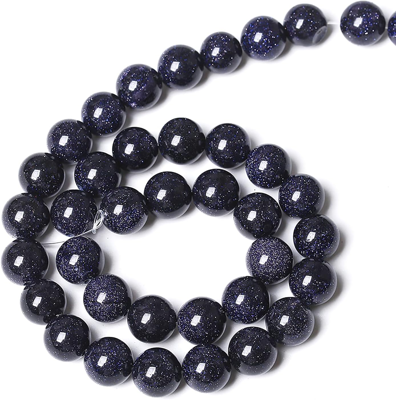 72PCS 10mm Blue Sandstone Gemstone Beads Beads Natural Stone Round Loose Beads for Jewelry Making DIY Bracelet Necklace 32" 2 Strands