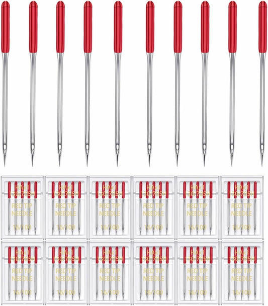 HONEYSEW 60 Pieces Sewing Machine Needles Universal Regular Point Machine Needles for Home Sewing Machine Compatible with Singer, Brother and Old Sewing Machine (Red, Size 16-60PCS)