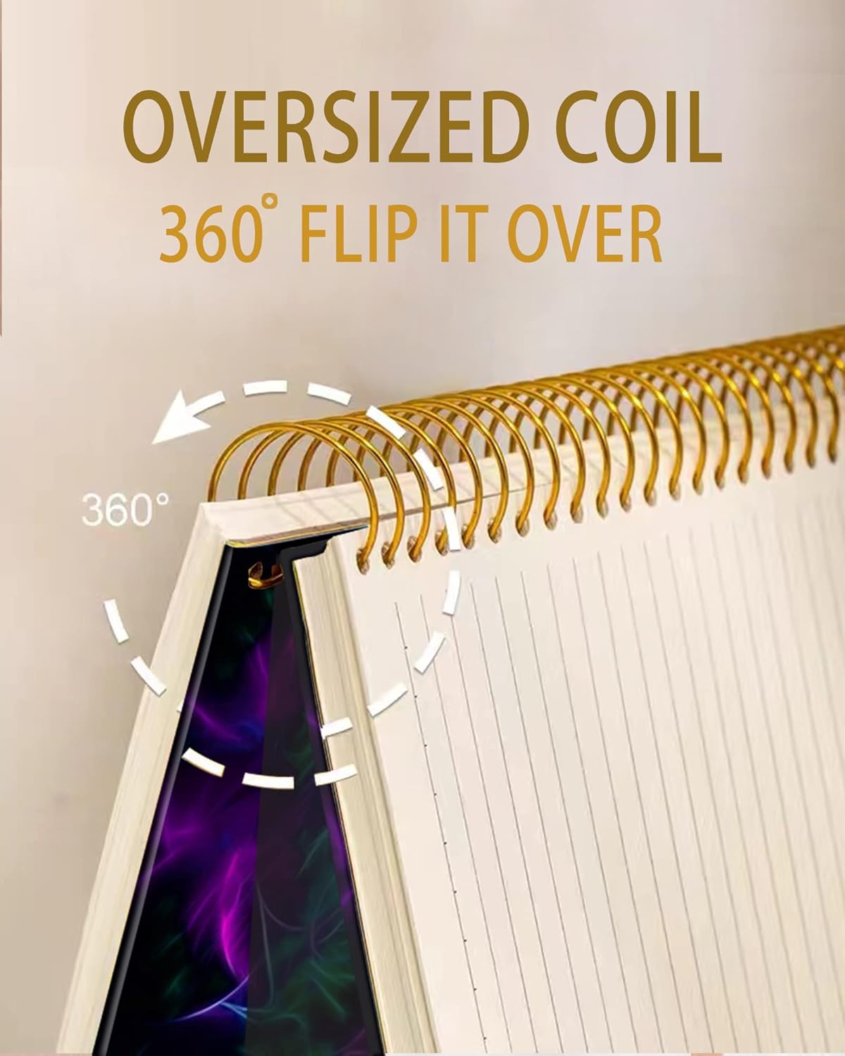 iampanda Spiral Journal Notebook,Chic Floral Strong Twin-Wire Binding with Premium Paper for Girl Women,60 Sheets A5 College Ruled Notebook/Journal,Perfect for School Office Home Gifts,Blue Purple