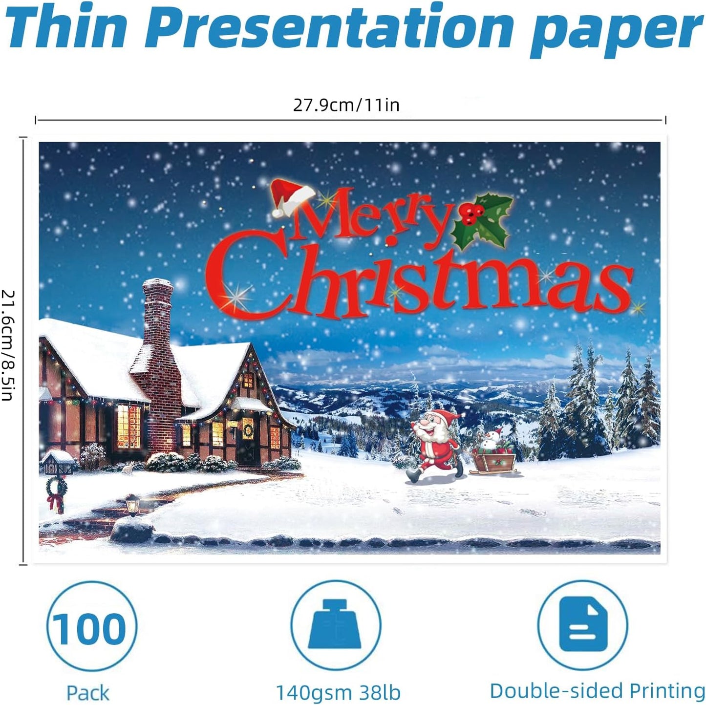 Uinkit 100 Sheets Thin Matte Presentation Paper Photo Double Sided 8.5x11 38lb 140gsm Printable on Both Sides Brochure Photos Picture Poster Playbill Flyer 6.5 Mil Coated for laser and Inkjet Printer