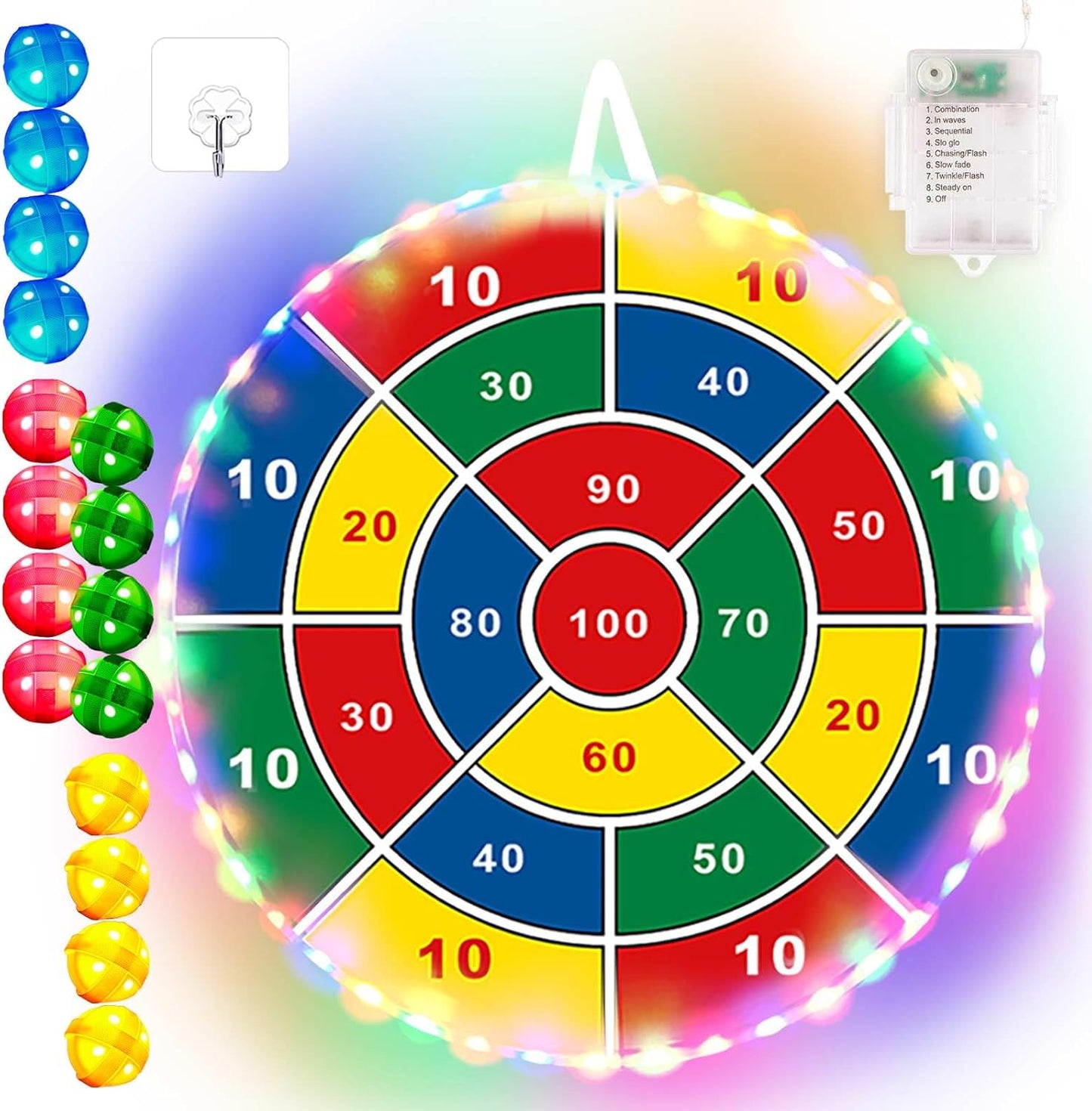 Kids Dart Board Game Set-29 inchs, Board Games with 16 Stick Balls, Summer Indoor Outdoor Toys Games for Kids Ages 4-8, Birthday Party Games Yard Toys for Kids Ages 3 4 5 6 7 8 9 10 11