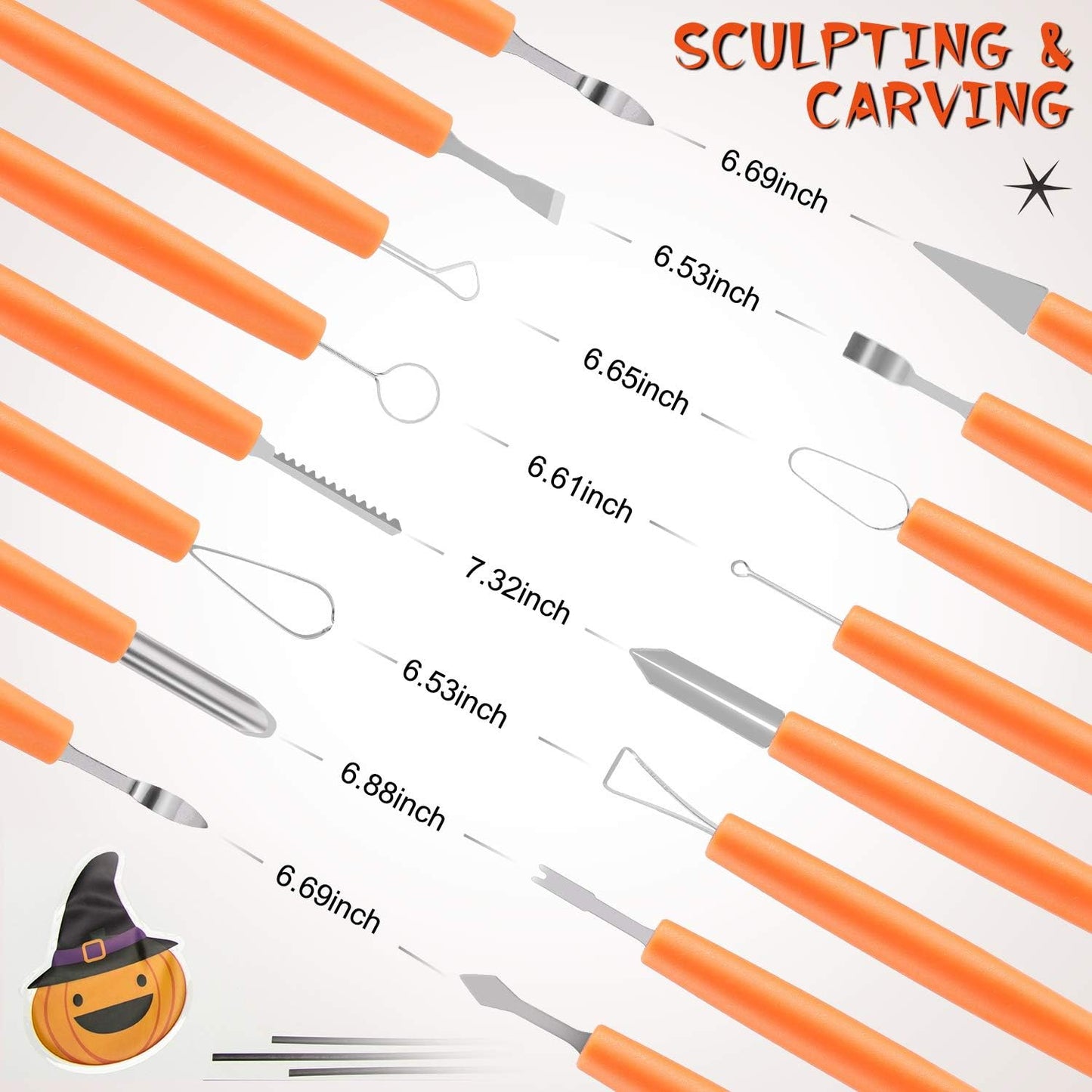 Pumpkin Carving Kit Tools Halloween, 13PCS Professional Heavy Duty Carving Set, Stainless Steel Double-side Sculpting Tool Carving Kit for Halloween Decoration Jack-O-Lanterns
