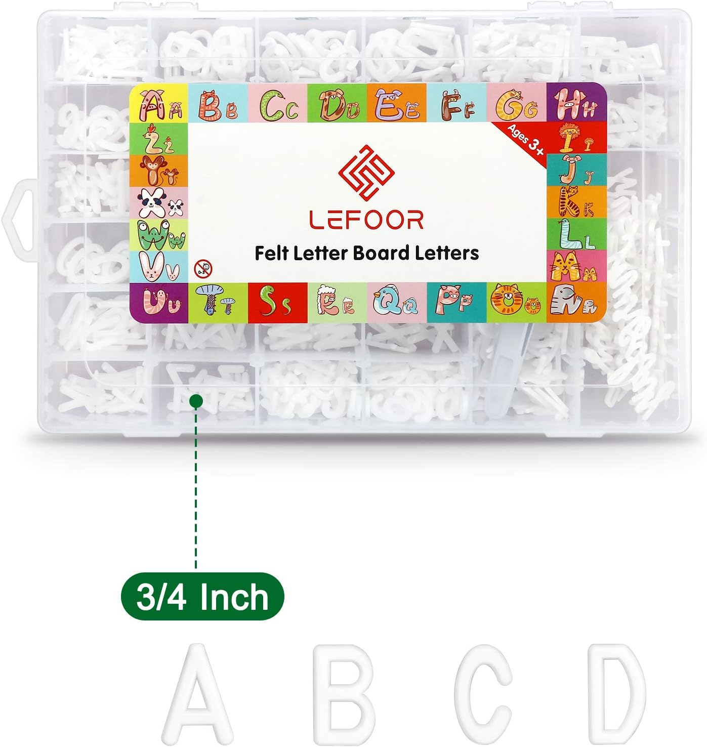 Letter Board Letters Only,698 PRE-Cut Characters (3/4 Inch,White) with Sorting Tray,Felt Letter Board Letters (Choice D)