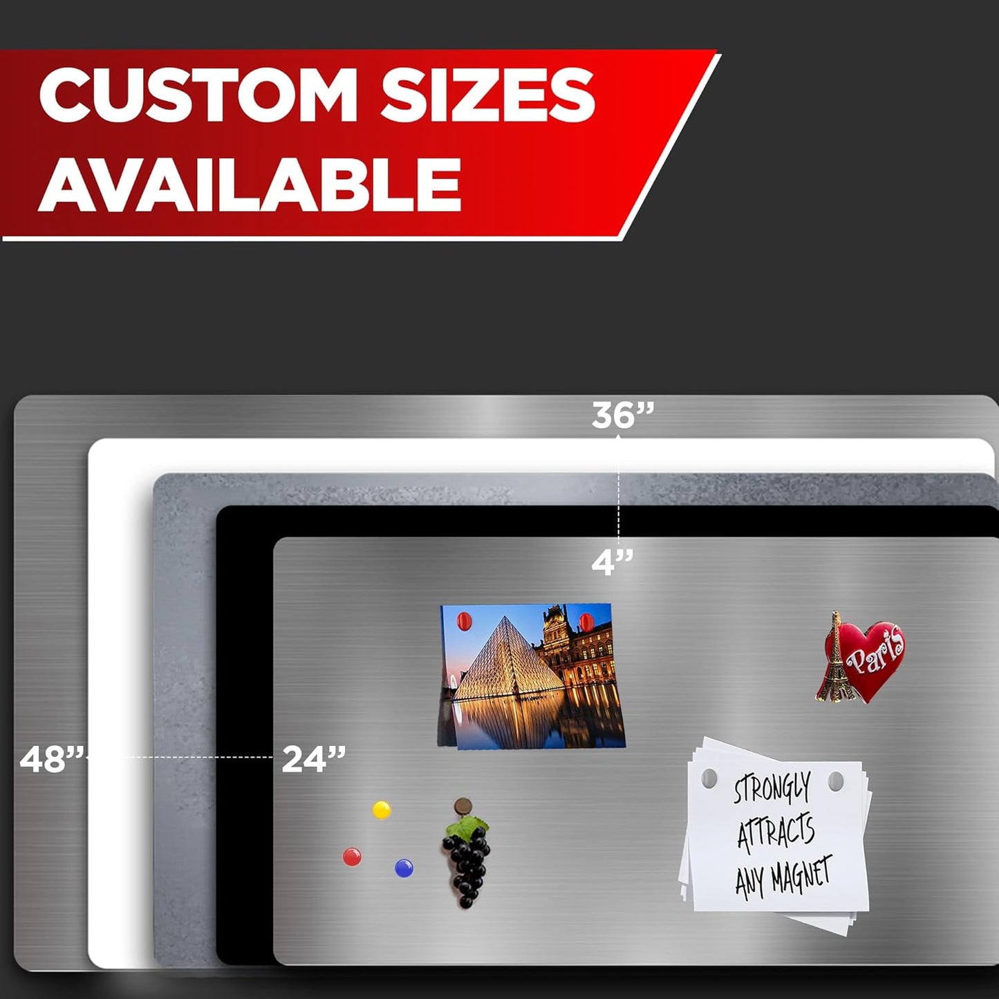 Diamond Life Magnetic Board - Memo & Vision Board for Home, Office, and Classroom - Magnet Board for Kids - Pre-drilled Mounting Screws Included (Samples 3"x2")