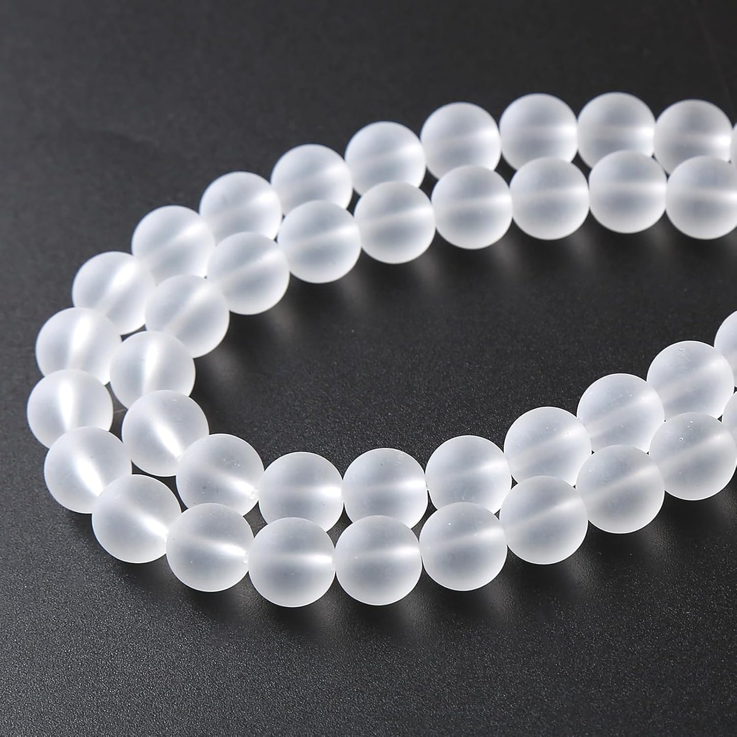 60pcs 6mm Frost White Crystal Glass Beads for Jewelry Making Round Loose Beads DIY Bracelets Necklaces Crystal Energy Healing Stone Beads 15" (6mm, Frost White Glass)