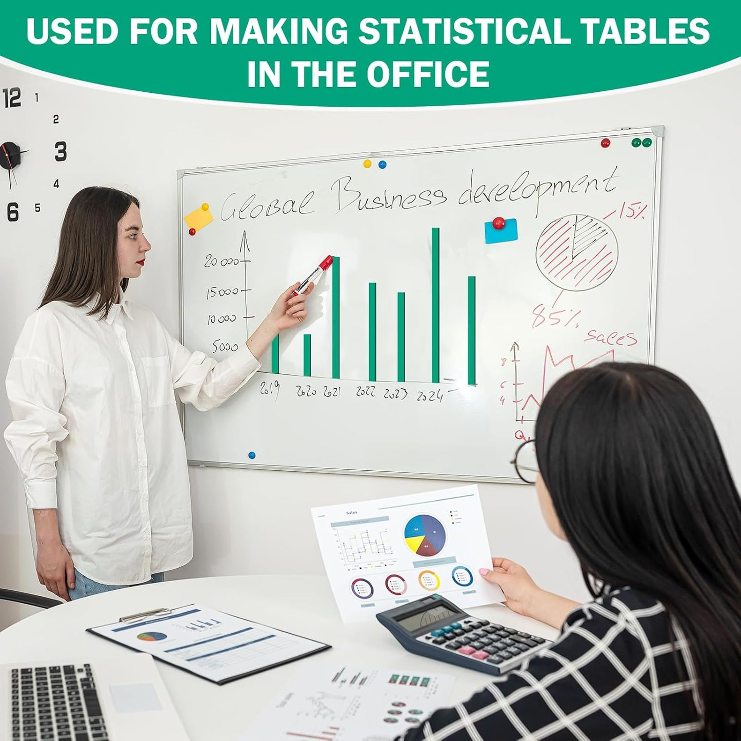 Magnetic Tape Roll Thin Strips, 1/4 Inch x 33 Feet Magnetic Board Dividers Whiteboard Graphic Decorative Tape Marking Line for Classroom Office Art Accessories(Green)