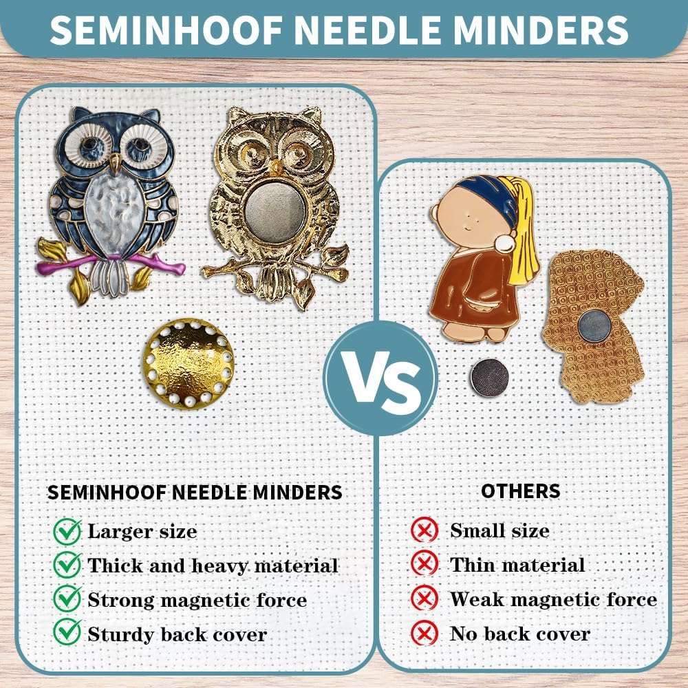 Magnetic Needle Minder Magnet Embroidery Accessories and Supplies Embroidery Needle Holder Cross Stitch Holder Needlework Supplies (Cardinal) (owl)