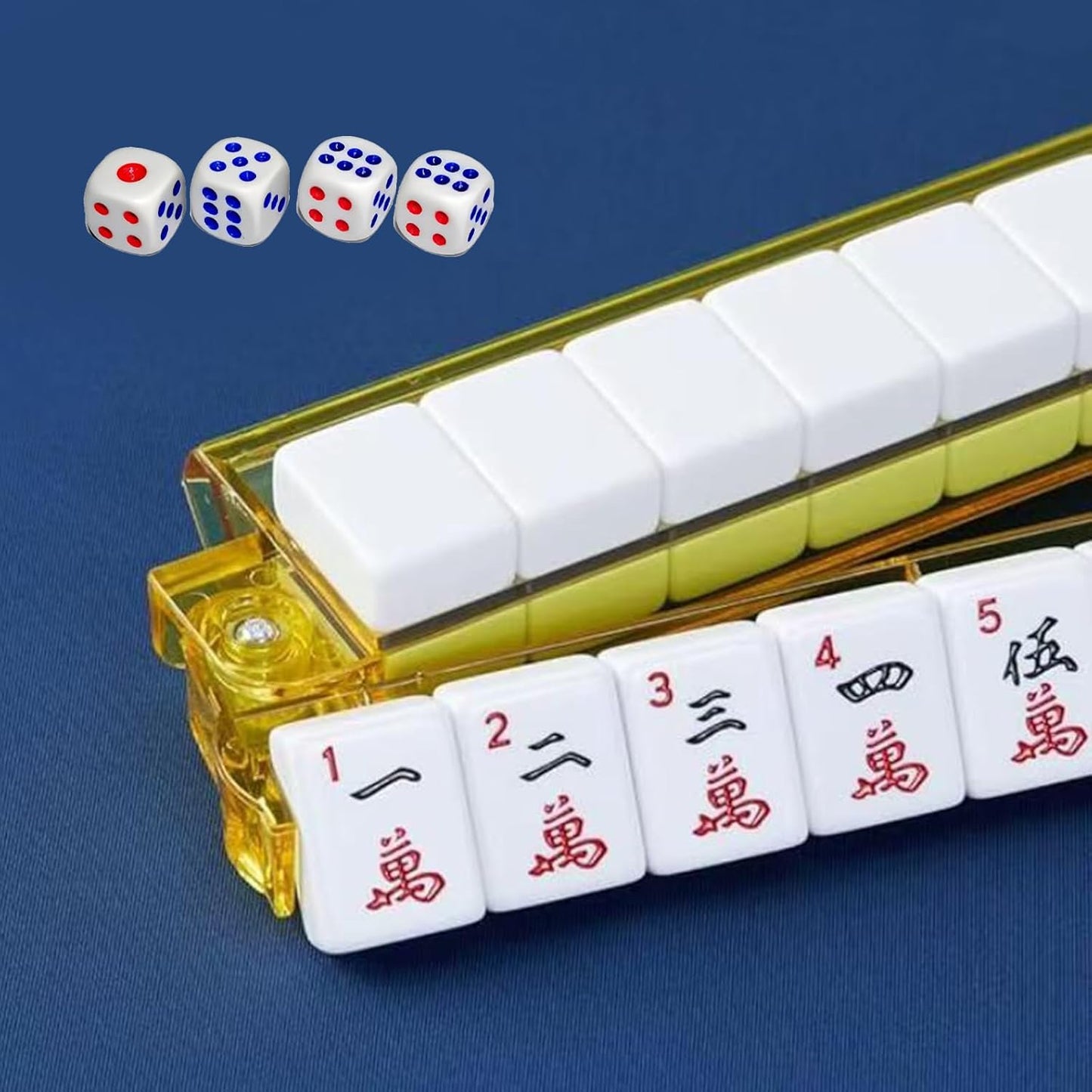 Mahjong Stand with Push Rod, Multifunctional Mahjong Stand with Push Rod, Set of 4 with 4 dice, Easy to Carry American Style Mahjong Colorful