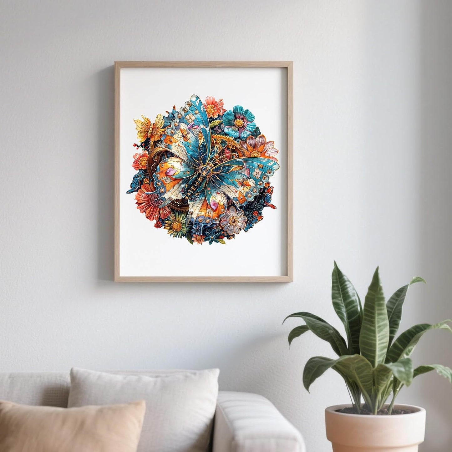 Wooden Puzzles for Adults - Mechanical Butterfly Wood Puzzles Adult - Unique Animal Shape Wooden Jigsaw Puzzles for Adults - Birthday Gifts for Puzzle Lovers, Family (13.3 * 13.3in)