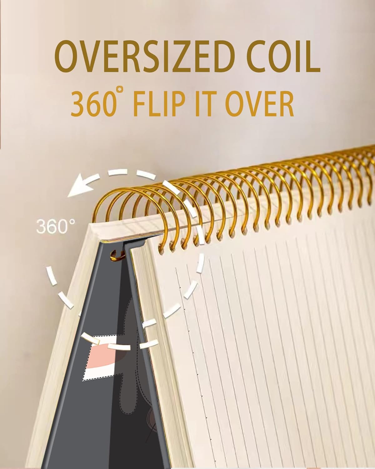 iampanda Spiral Journal Notebook,Strong Twin-Wire Binding with Premium Paper for Girl Women,60 Sheets A5 College Ruled Notebook/Journal,Perfect for School Office Home Gifts,Cute Cat