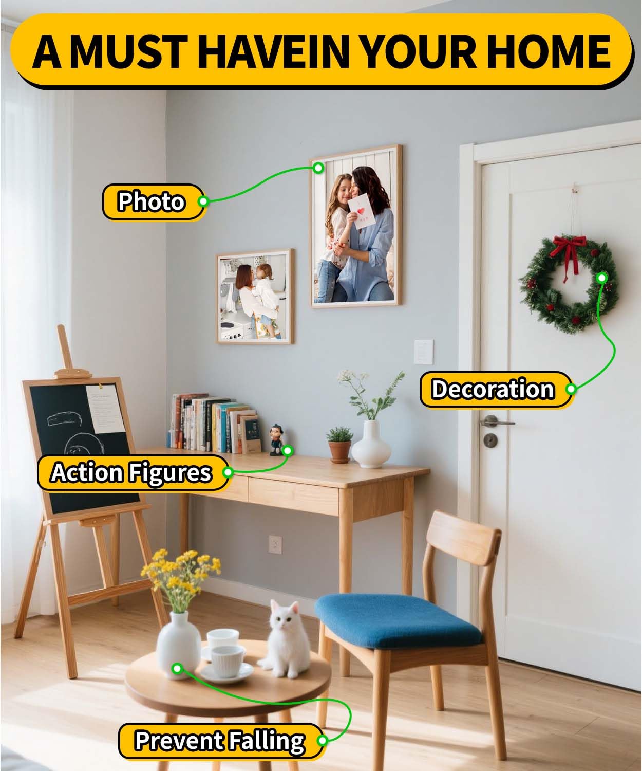 Upgraded Removable Mounting Putty with Pull Tab, Double Sided Adhesive Dots, No Trace Tape Sticky Tack Dots for Picture Crafts, 320 Pcs 0.31" x 0.51"