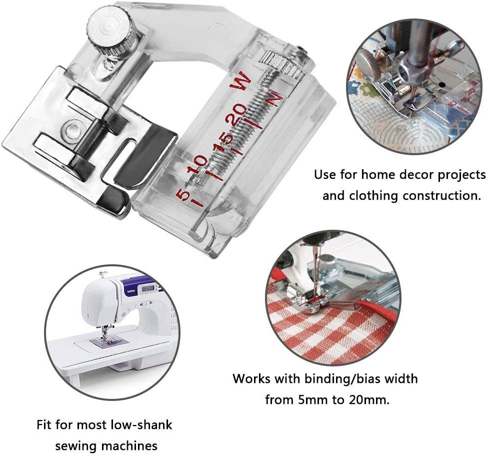HONEYSEW Presser Foot for Will Fit Singer, Brother, Janome, Toyota, Etc Domestic Sewing Machines (Adjustable Bias Binder Foot(Taiwan))