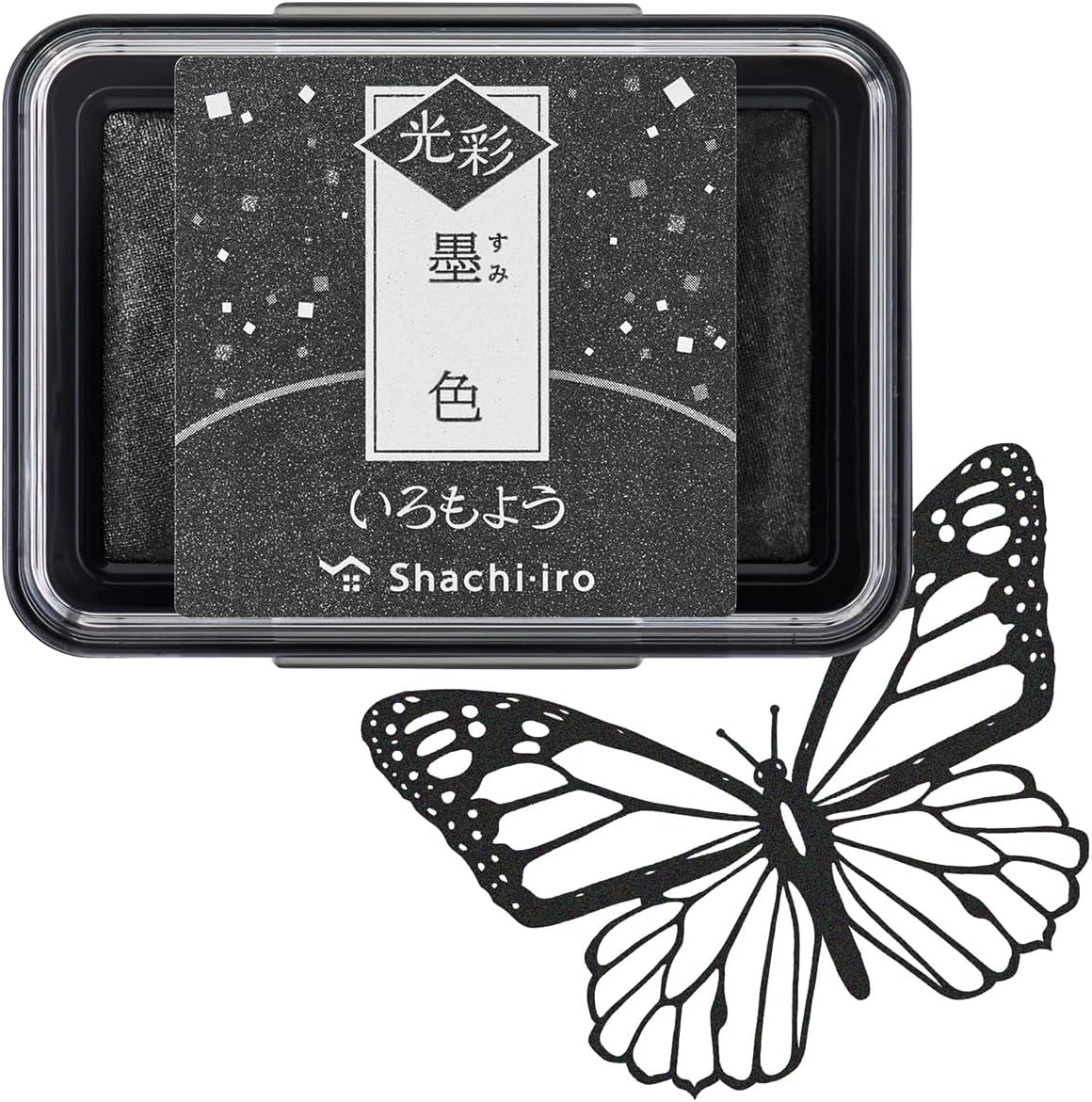 IROMOYO KOSAI Stamp PAD, Traditional, Shimmering Japanese Ink Colour, Oil-Based Ink pad - Black