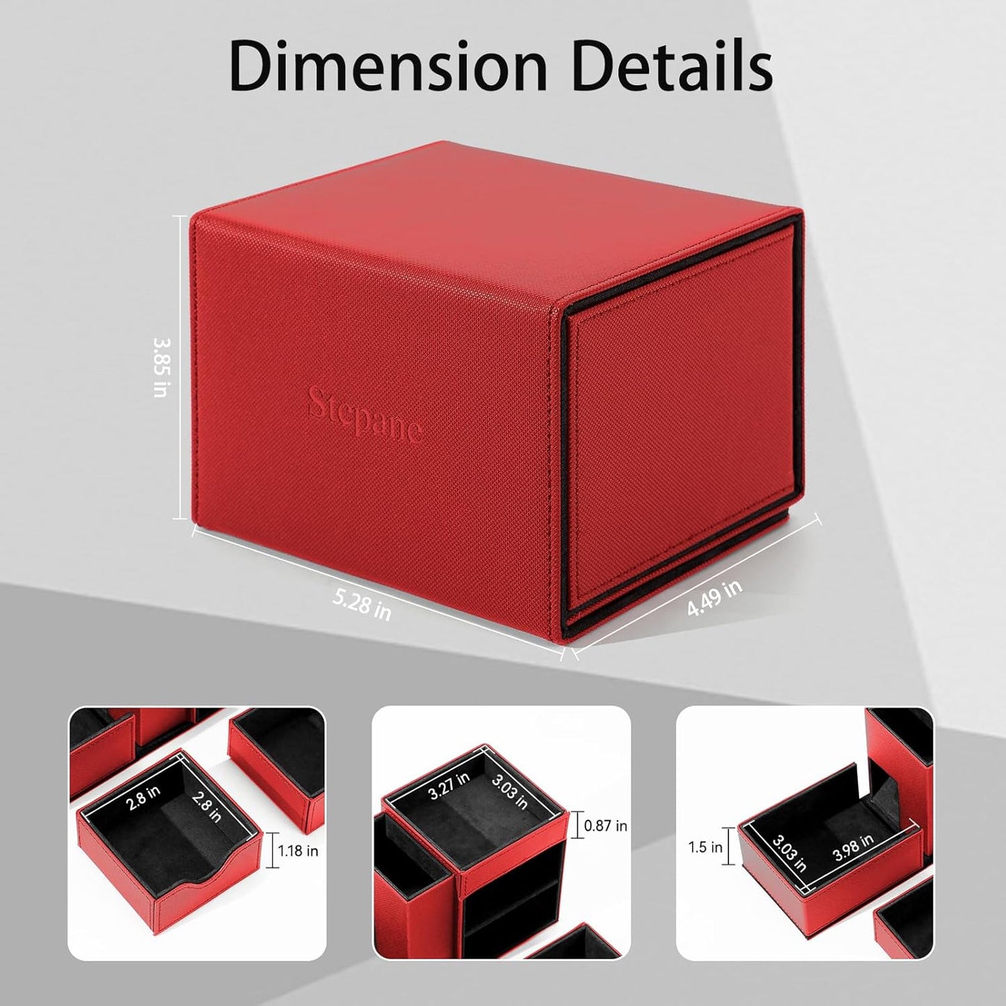 Dice Tray & Dice Tower Storage Box, 3 in 1 Dice Holder Case (Dice Rolling Tray, Rolling Tower, Storage Drawers), Leather Magnetic Closure DND Accessories Gifts for RPG MTG, Red/Black