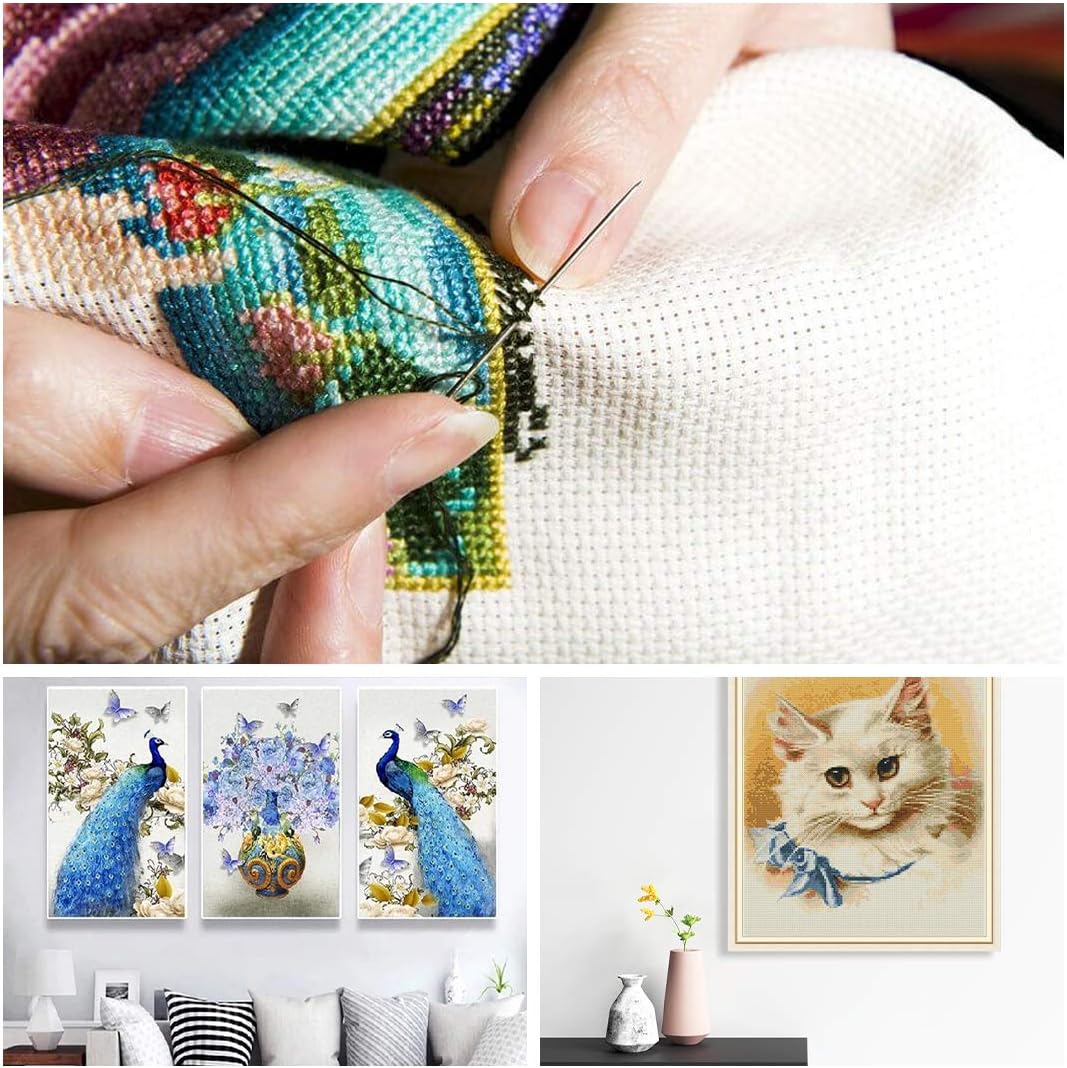 Cross Stitch Aida Fabric 14 Count, 59 by 39 Inch Large Size, Classic Reserve Cross Stitch Aida Cloth for Home DIY Embroidery Decoration