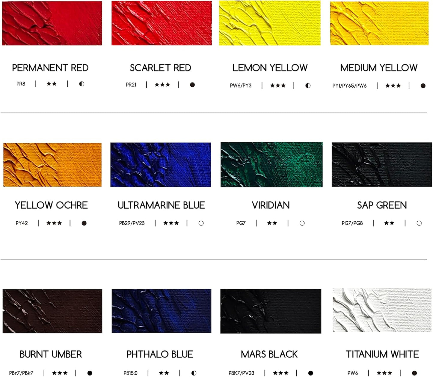 MEEDEN Artist Oil Paint Set - 12 Colors x 60ml/2oz Tubes - Art Supplies for Canvas Painting