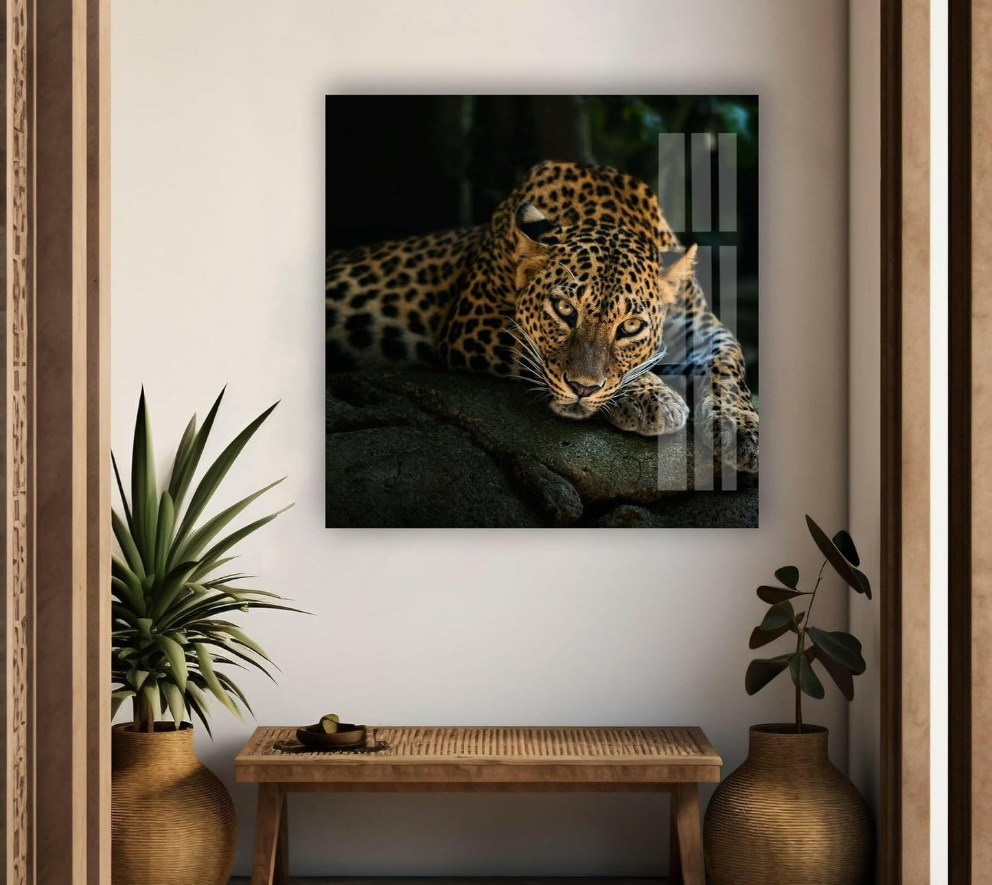 My Photostation.com Round 24'' Fierce Leopard Glass Wall ArtTempered Glass Printing Wall Decor Large Wall Art Wall Hangings