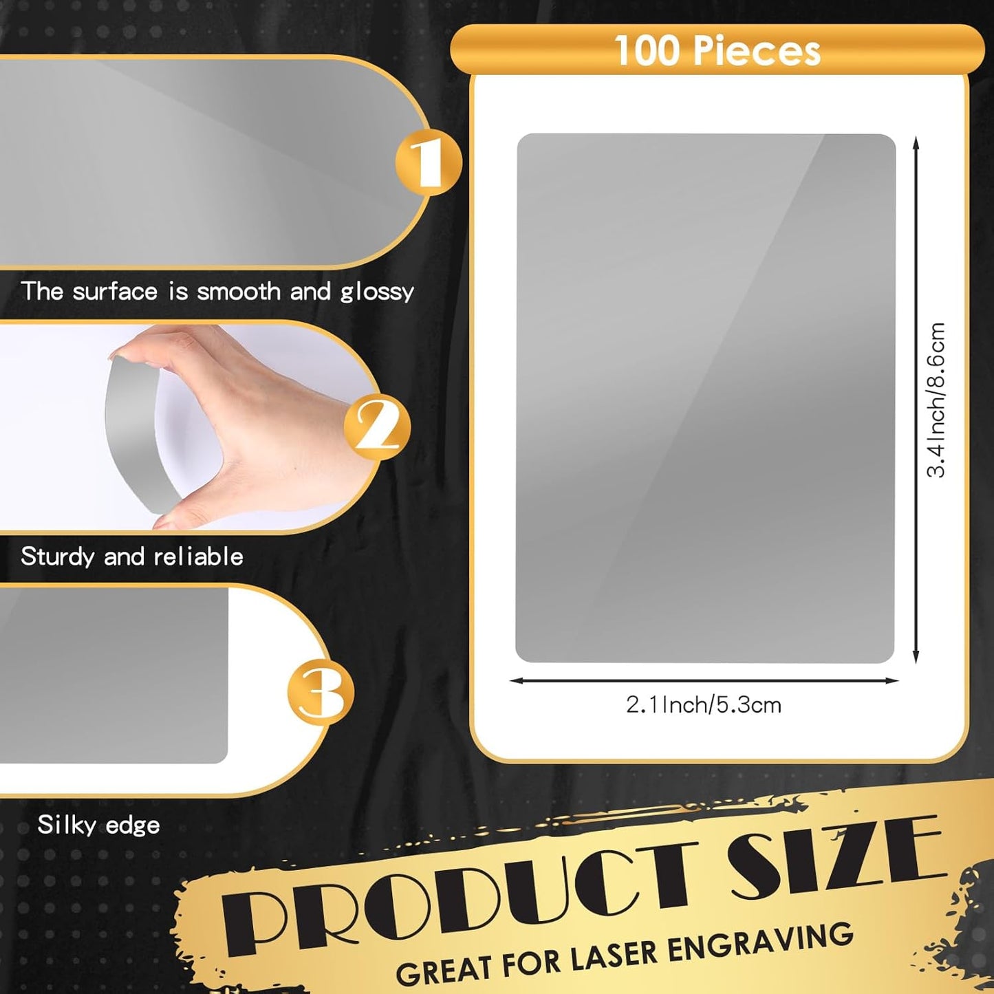 weparmeety 100 Pcs Sliver Metal Engraving Blanks Colorful Aluminum Sheet Laser Engraving Business Card Multipurpose DIY Gift Cards 86 x 54 x 0.21 mm