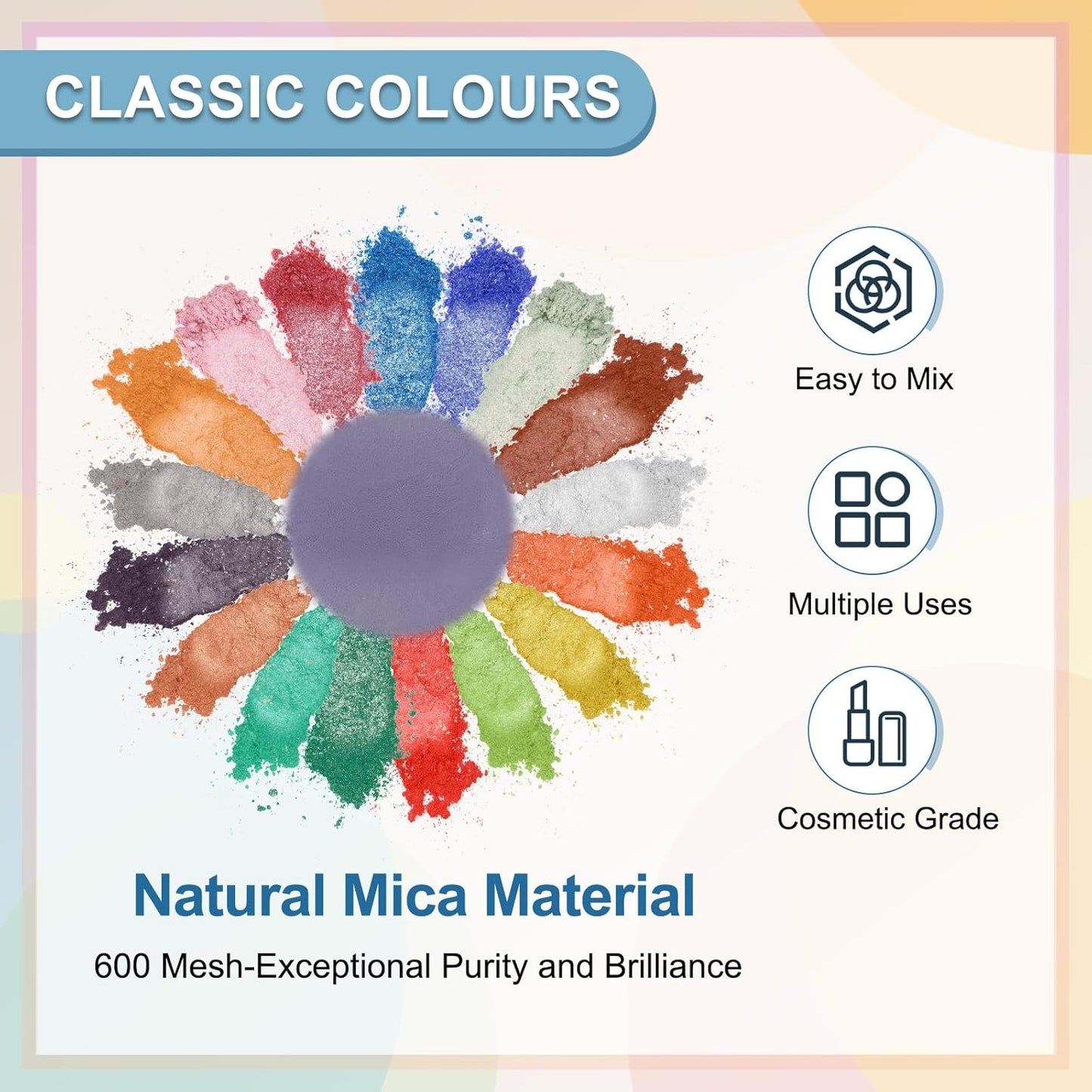 uxcell 10g/0.35oz Cosmetic Grade Mica Powder, 600 Mesh Mica Powder Natural Resin Epoxy Pigment Powders for Casting Resin, Candle Dye, DIY Nail Polish and Lip Gloss, Light Purple