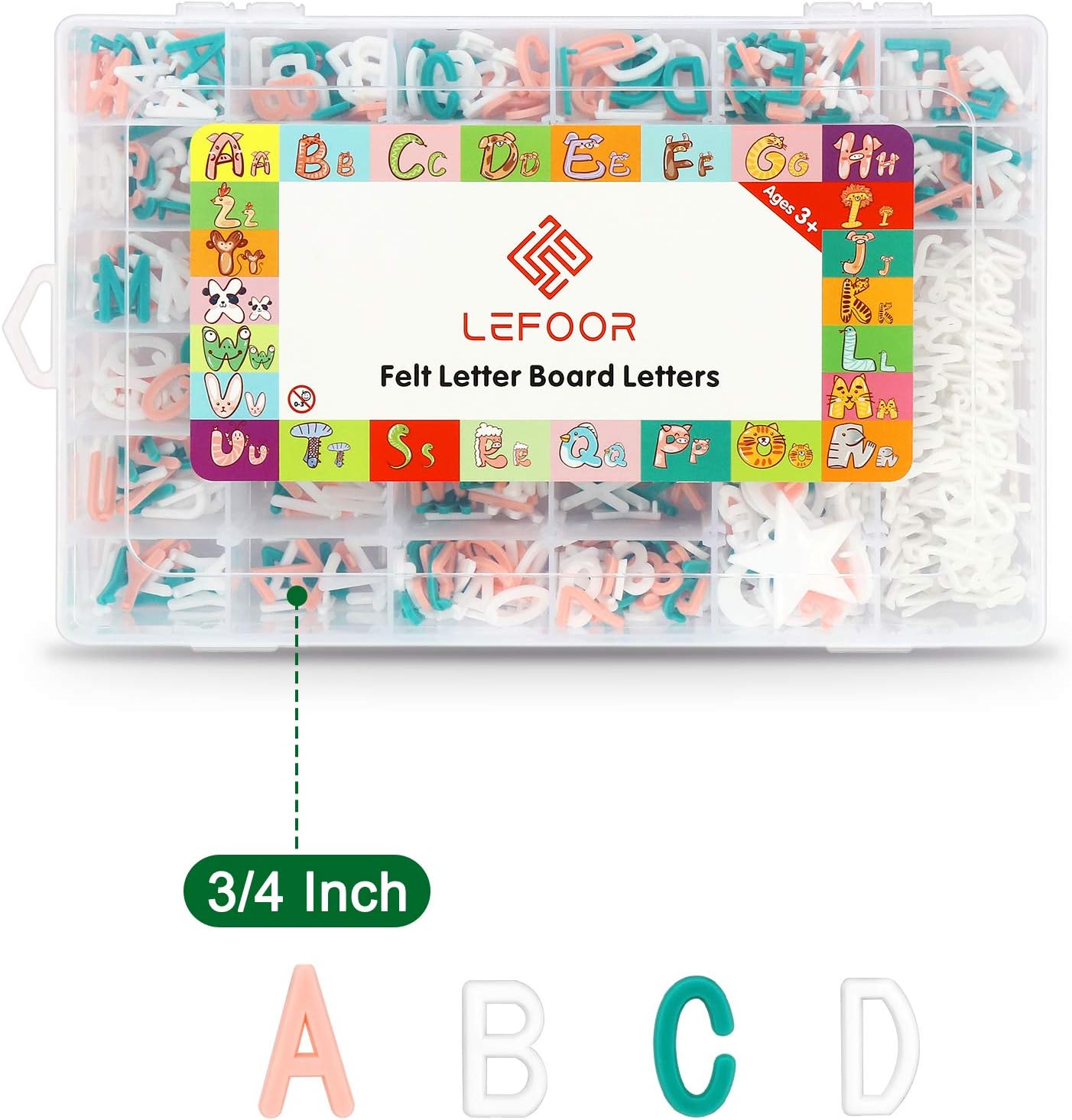 Letter Board Letters Only,698 PRE-Cut Characters (3/4 Inch,in 3 Colors) with Sorting Tray,Felt Letter Board Letters (Choice A)