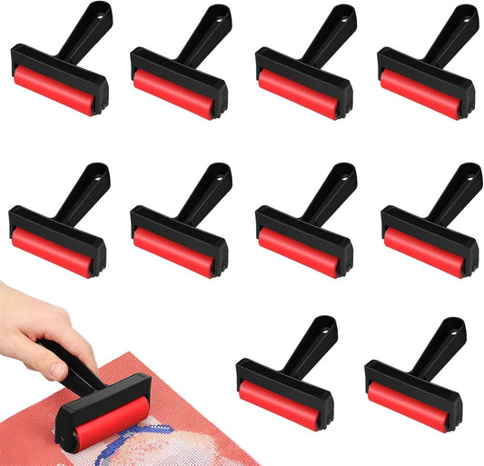 Ciieeo 10 Pcs Red Roller Mini Tools Hand Tools Tools Printmaking Brayer Hard Rubber Applicator DIY Craft Brush Manual Rubber Roller Small Brayer Painting Roller Ryle Plastic Ink