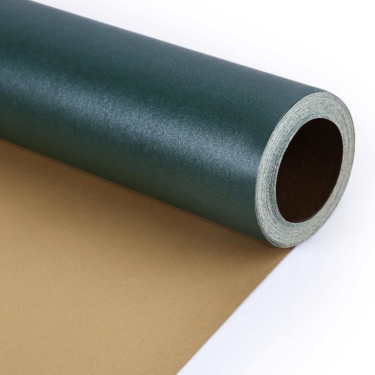 NESCCI Dark Green & Gold Matte Wrapping Paper,Double Sided Solid Color Pearly-Lustre Paper,Gift Wrapping Paper,Perfect for Wedding,Valentine's Day,Birthday,Christmas,Baby Shower(17 Inches X 32.8 Feet)