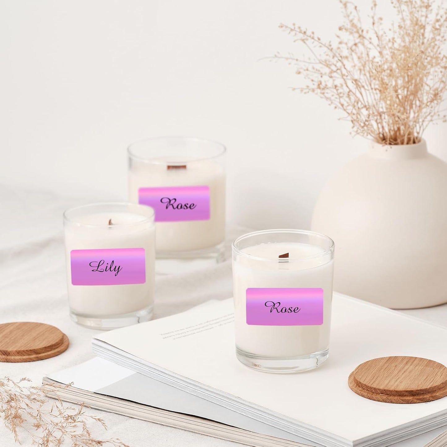 Direct Thermal Label 2x1 Inch- Barcode Labels- Holographic Thermal Sticker Labels for Address, Shipping, Compatible with Rollo Label Printer & MUNBYN& Zebra (300 Labels/Pink)